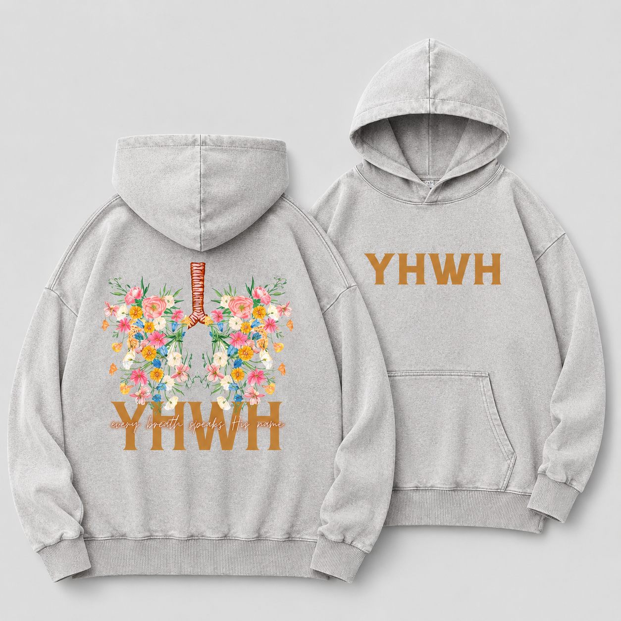 YHWH Every Breath Speaks His Name Christian Washed Hoodie
