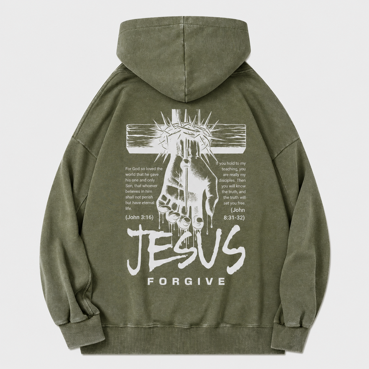 Jesus Forgive Christian Washed Hoodie