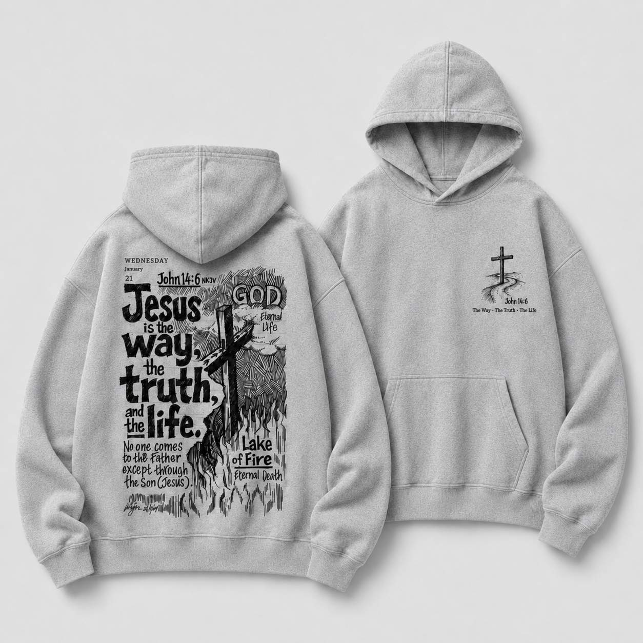 Jesus Is The Way Truth Life Christian Washed Hoodie