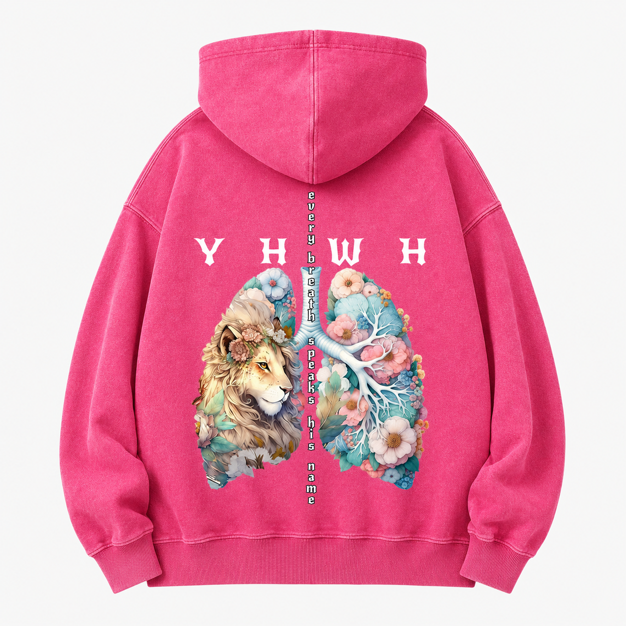 YHWH Lion Christian Washed Hoodie