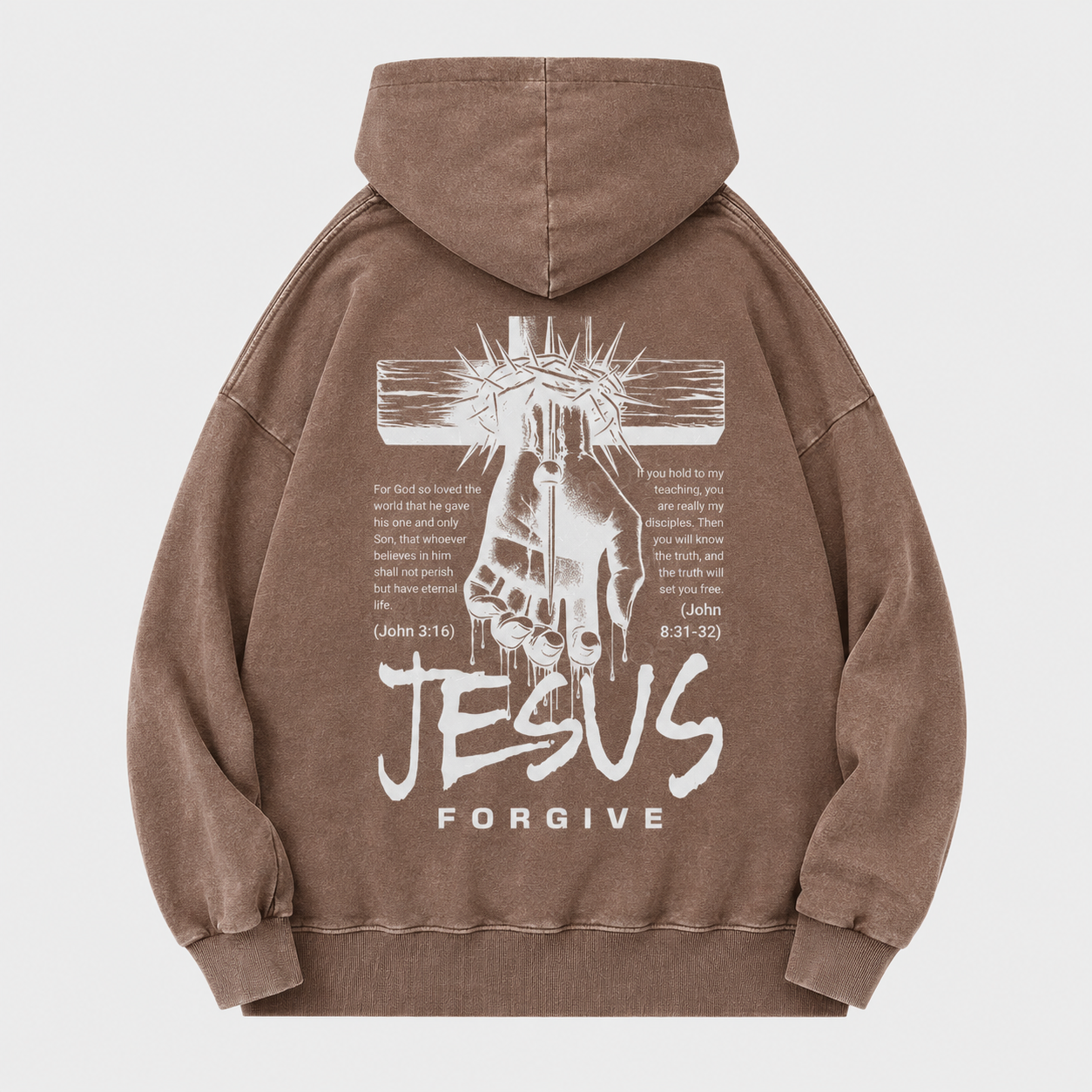 Jesus Forgive Christian Washed Hoodie