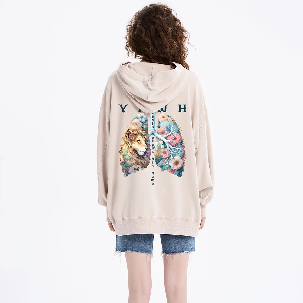 YHWH Lion Christian Washed Hoodie