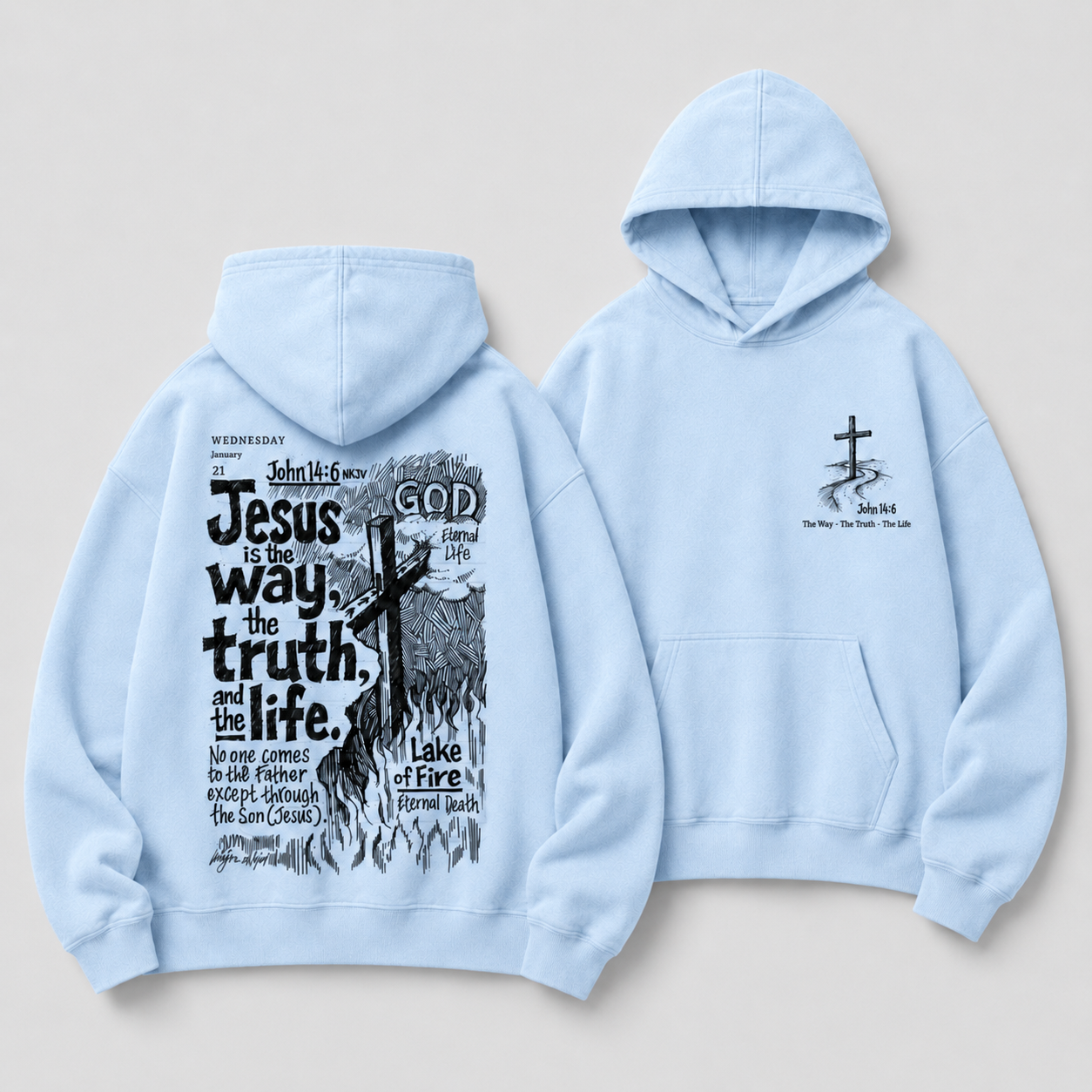 Jesus Is The Way Truth Life Christian Washed Hoodie