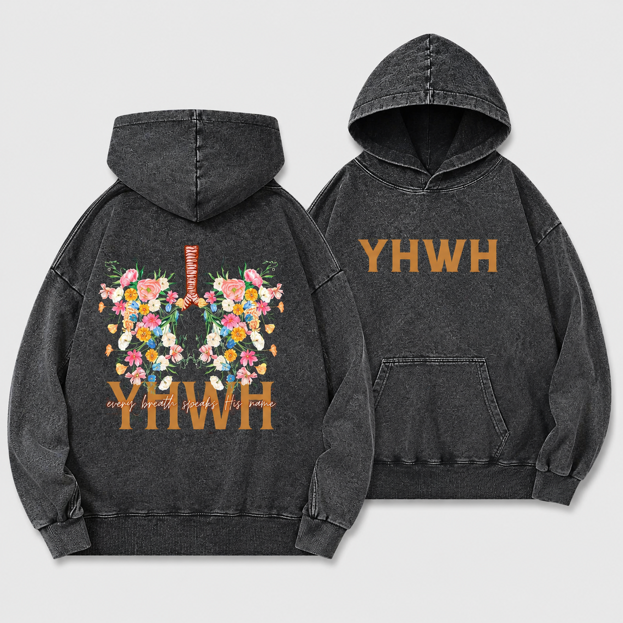 YHWH Every Breath Speaks His Name Christian Washed Hoodie