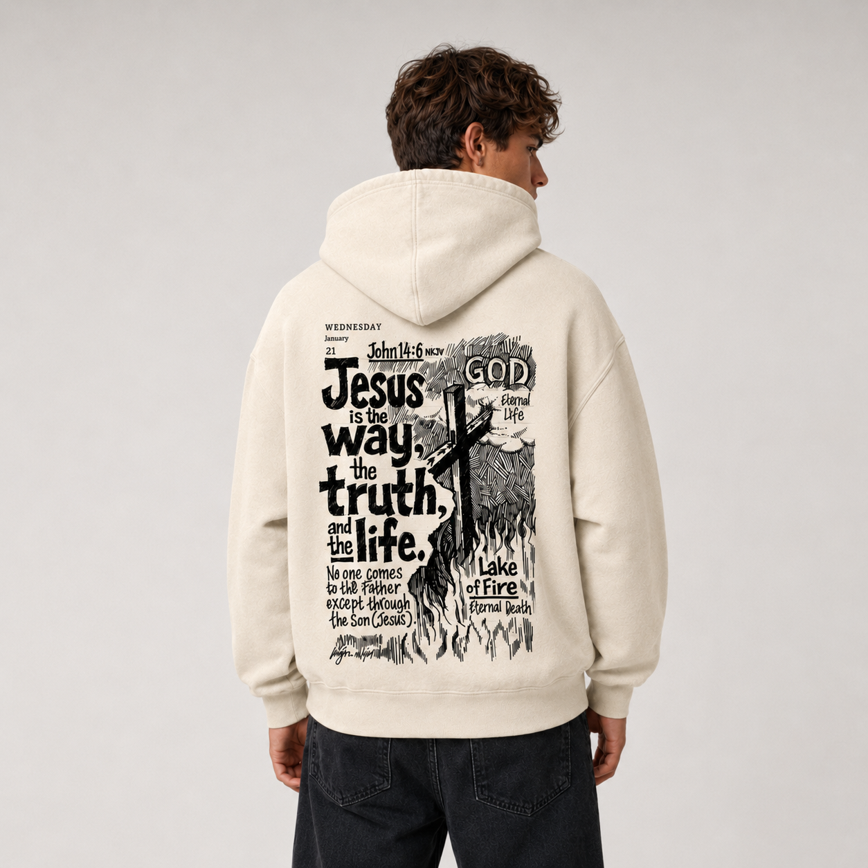 Jesus Is The Way Truth Life Christian Washed Hoodie