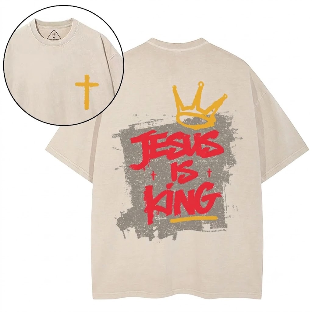 Jesus Is King Christian Washed T-Shirt
