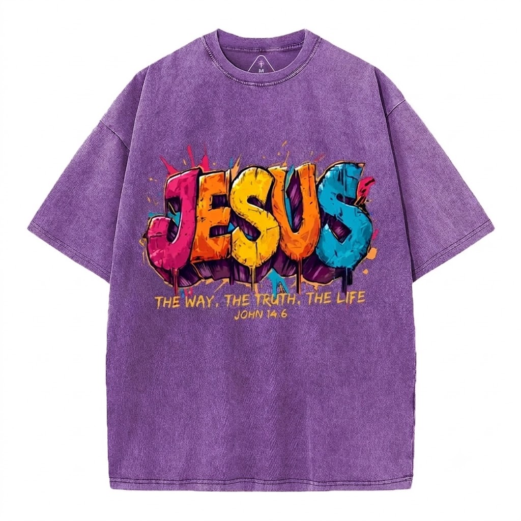 Jesus The Way The Truth The Life Christian Washed T-Shirt
