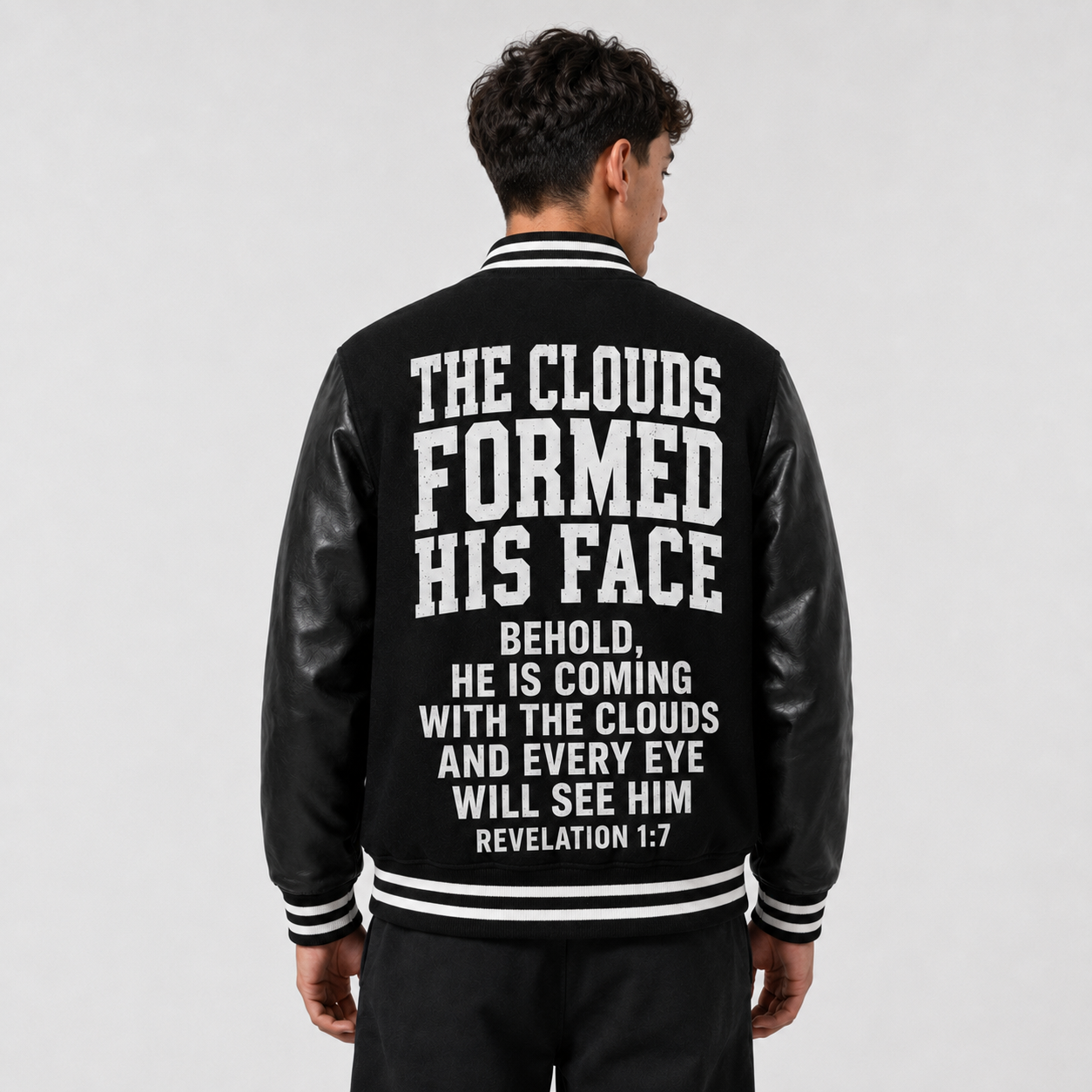 Christian The Clouds Formed His Face Color Block Baseball Jacket