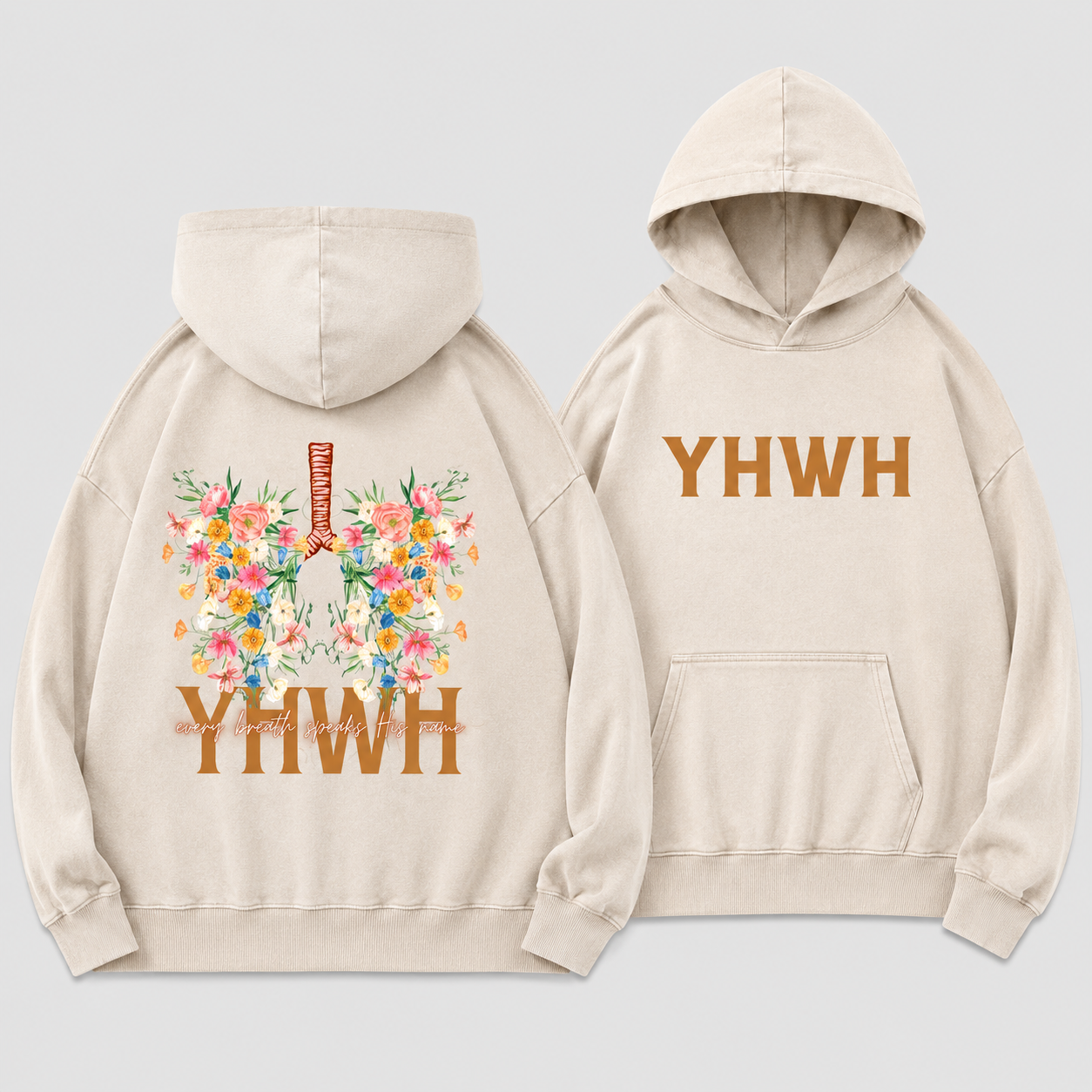 YHWH Every Breath Speaks His Name Christian Washed Hoodie