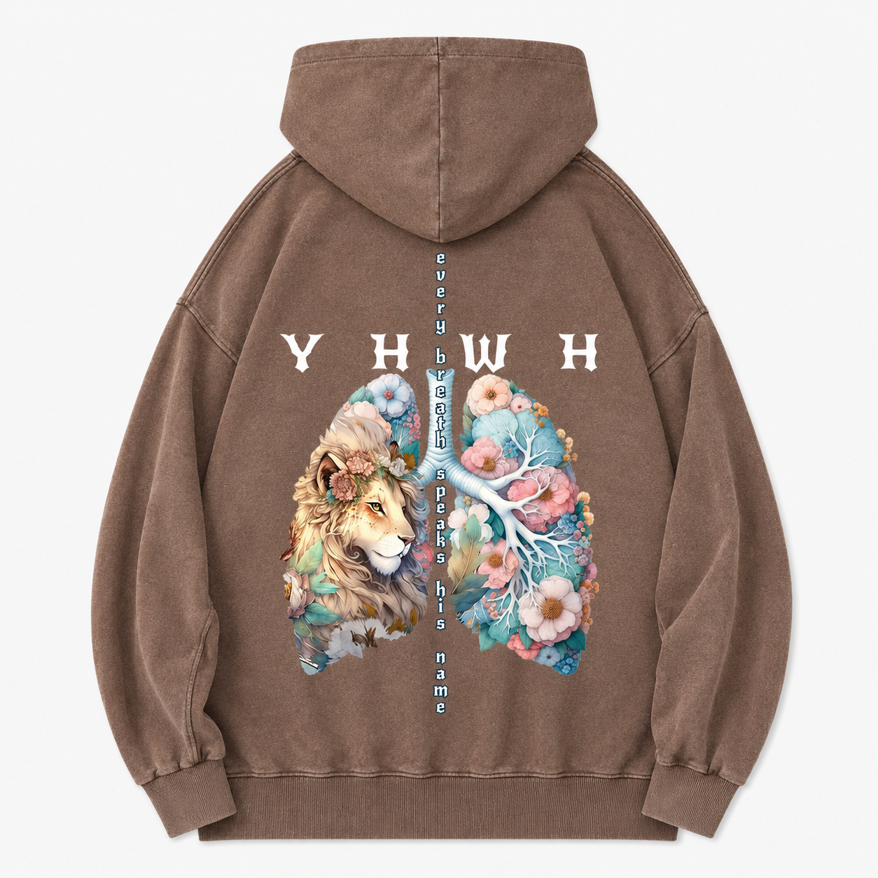 YHWH Lion Christian Washed Hoodie