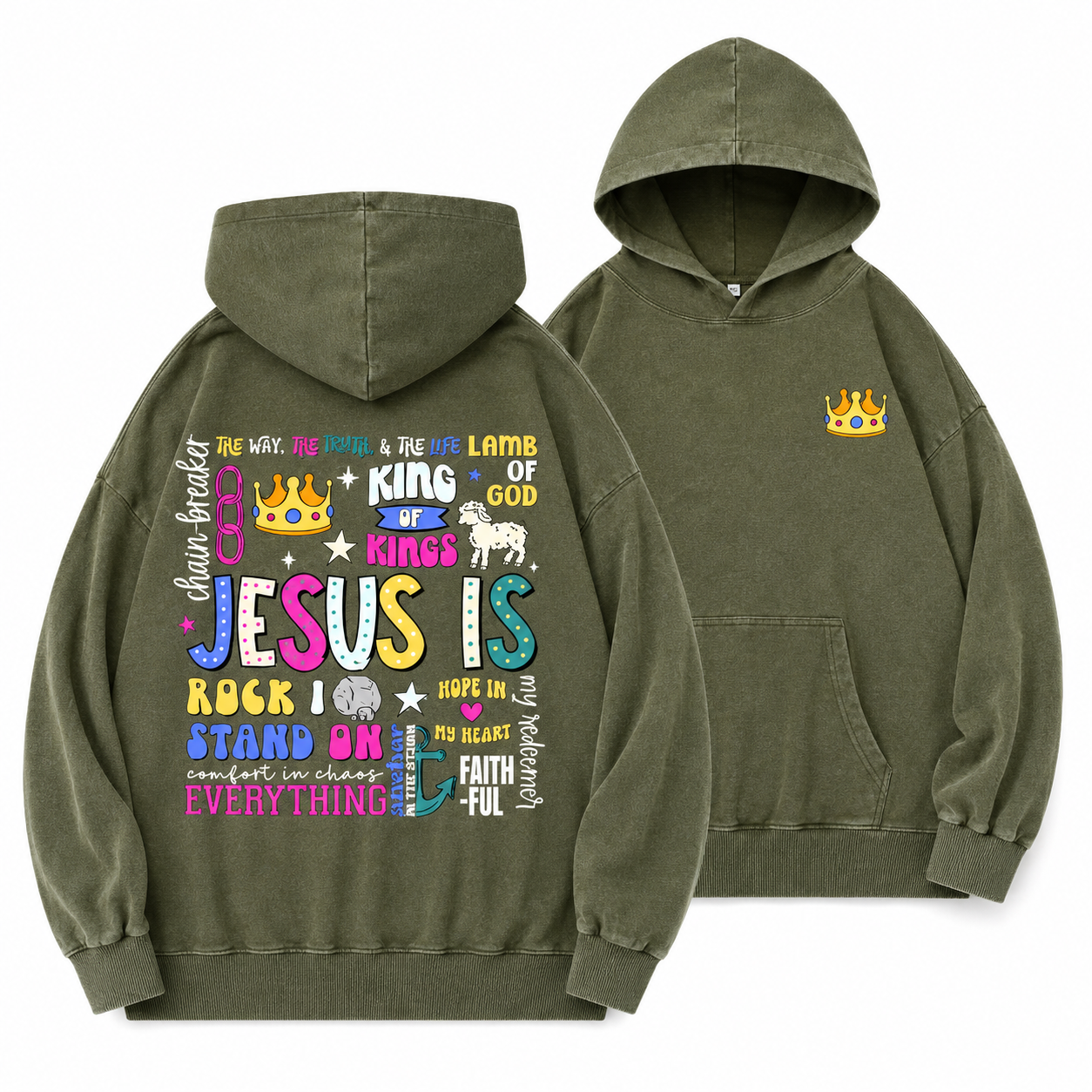 Jesus Is Christian Washed Hoodie