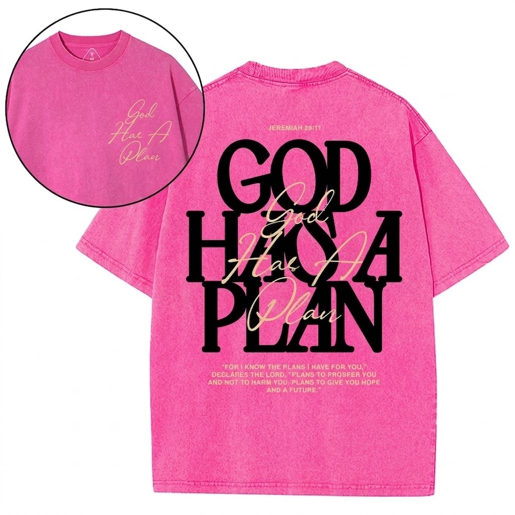 God Has A Plan Christian Washed T-Shirt