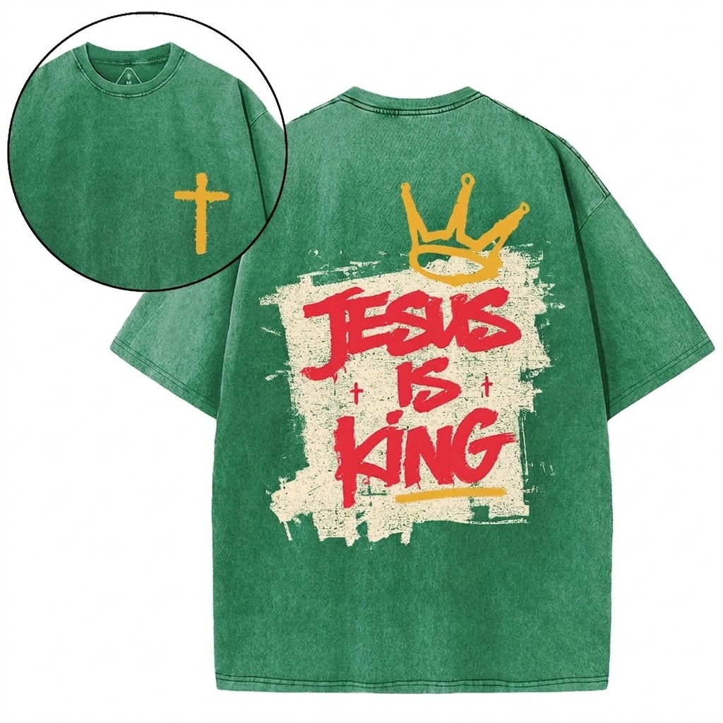 Jesus Is King Christian Washed T-Shirt