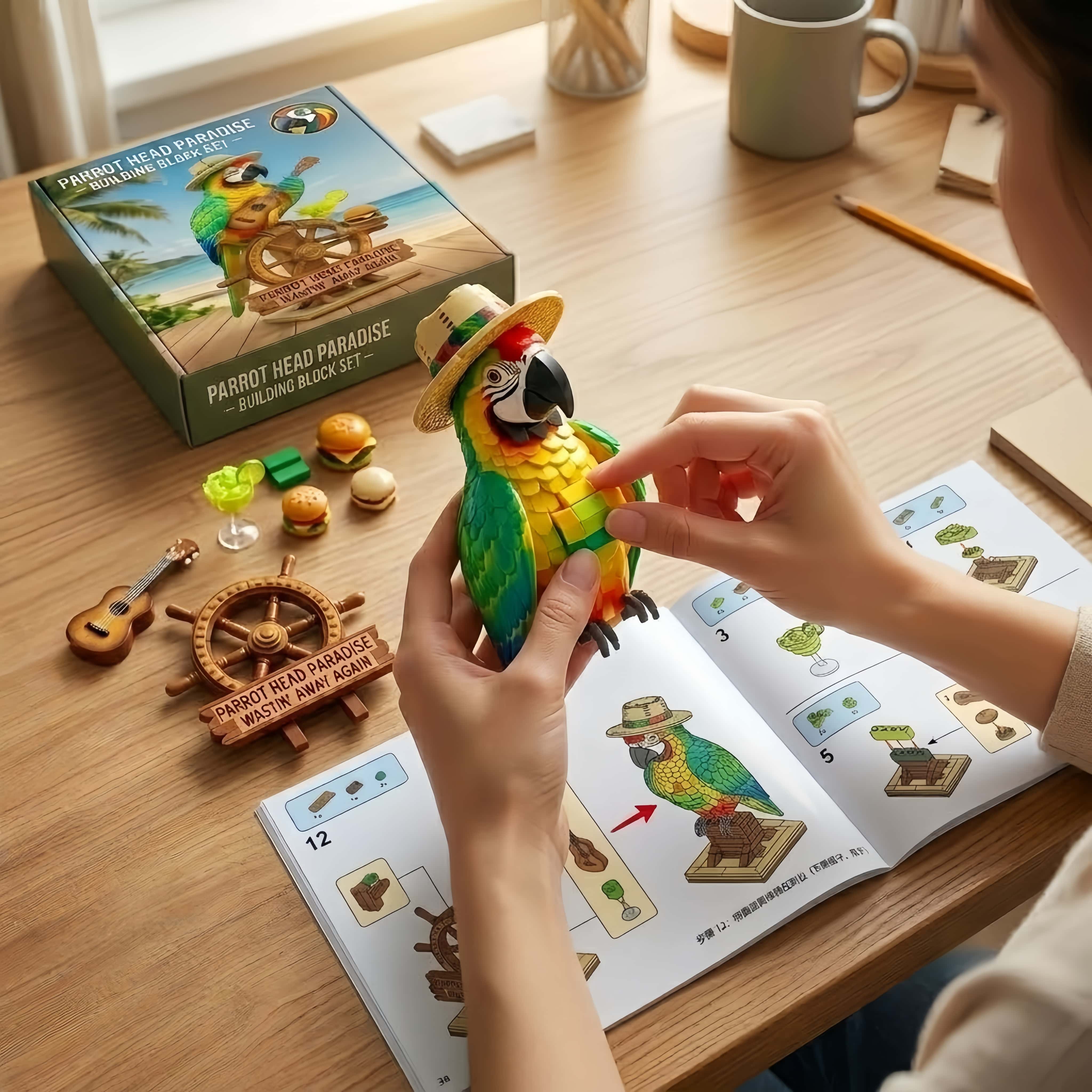 🌴 Island Parrot Music Building Block Display