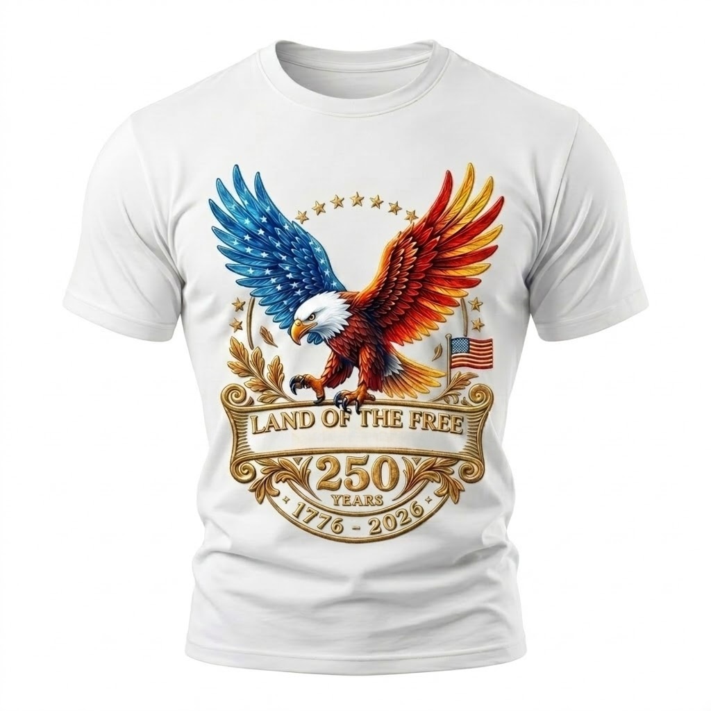 America 250th Anniversary Land of the Free Eagle T-Shirt – 1776–2026