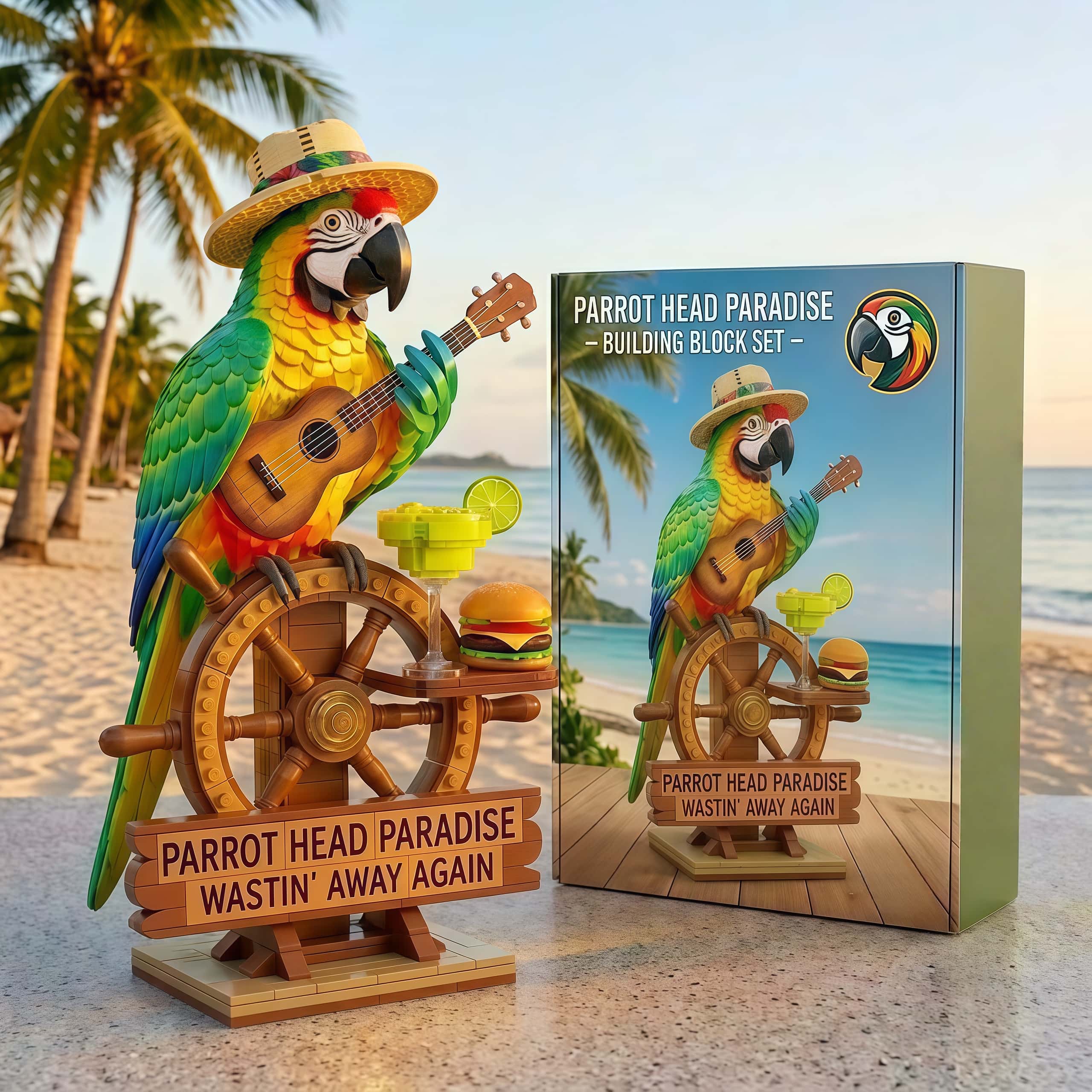 🌴 Island Parrot Music Building Block Display