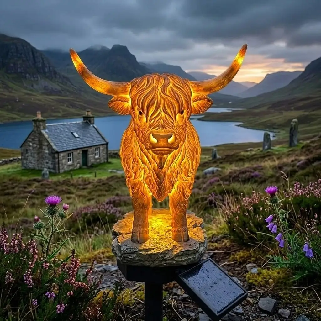 Highland Cow Solar Garden Light