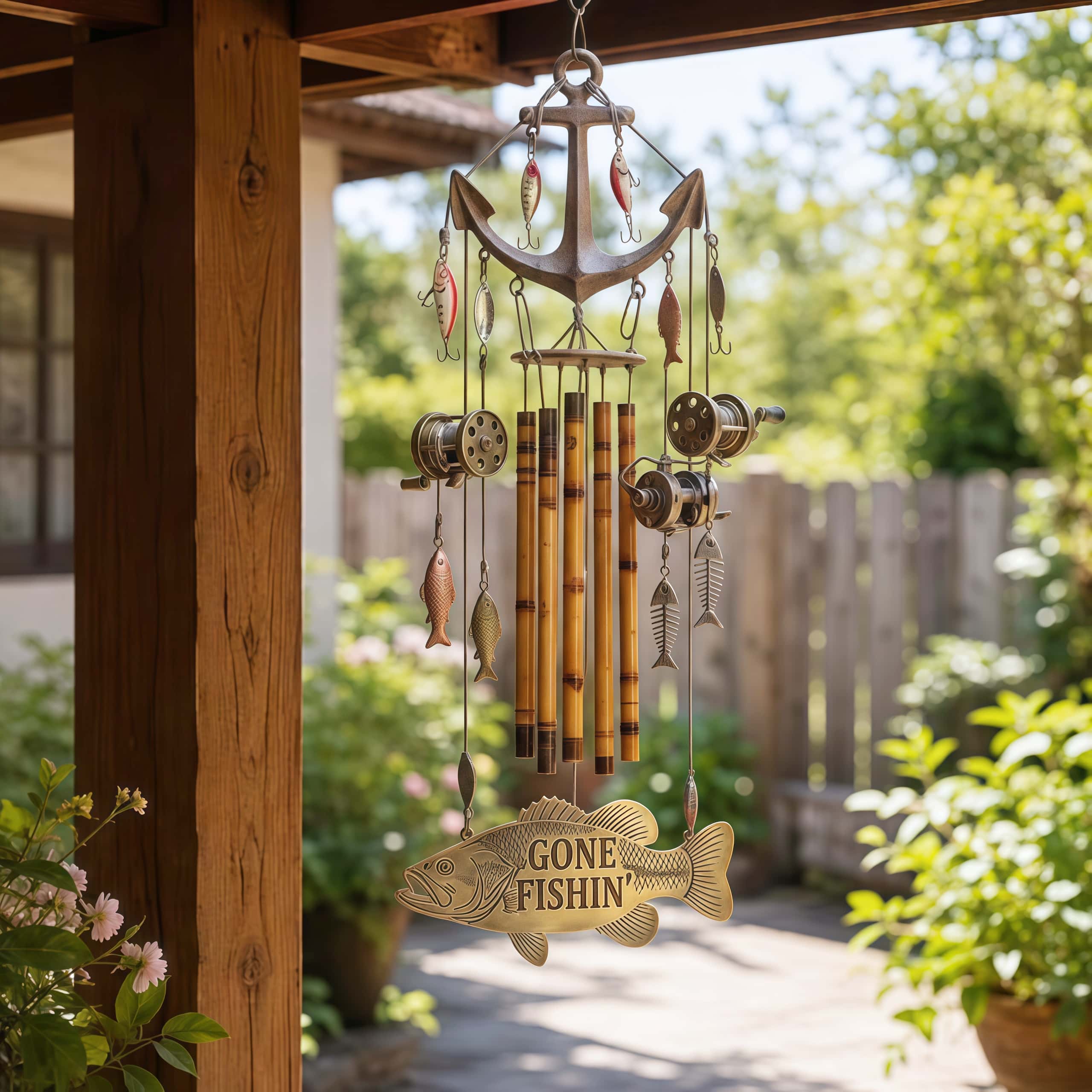 Vintage-Style Fishing Themed Wind Chime