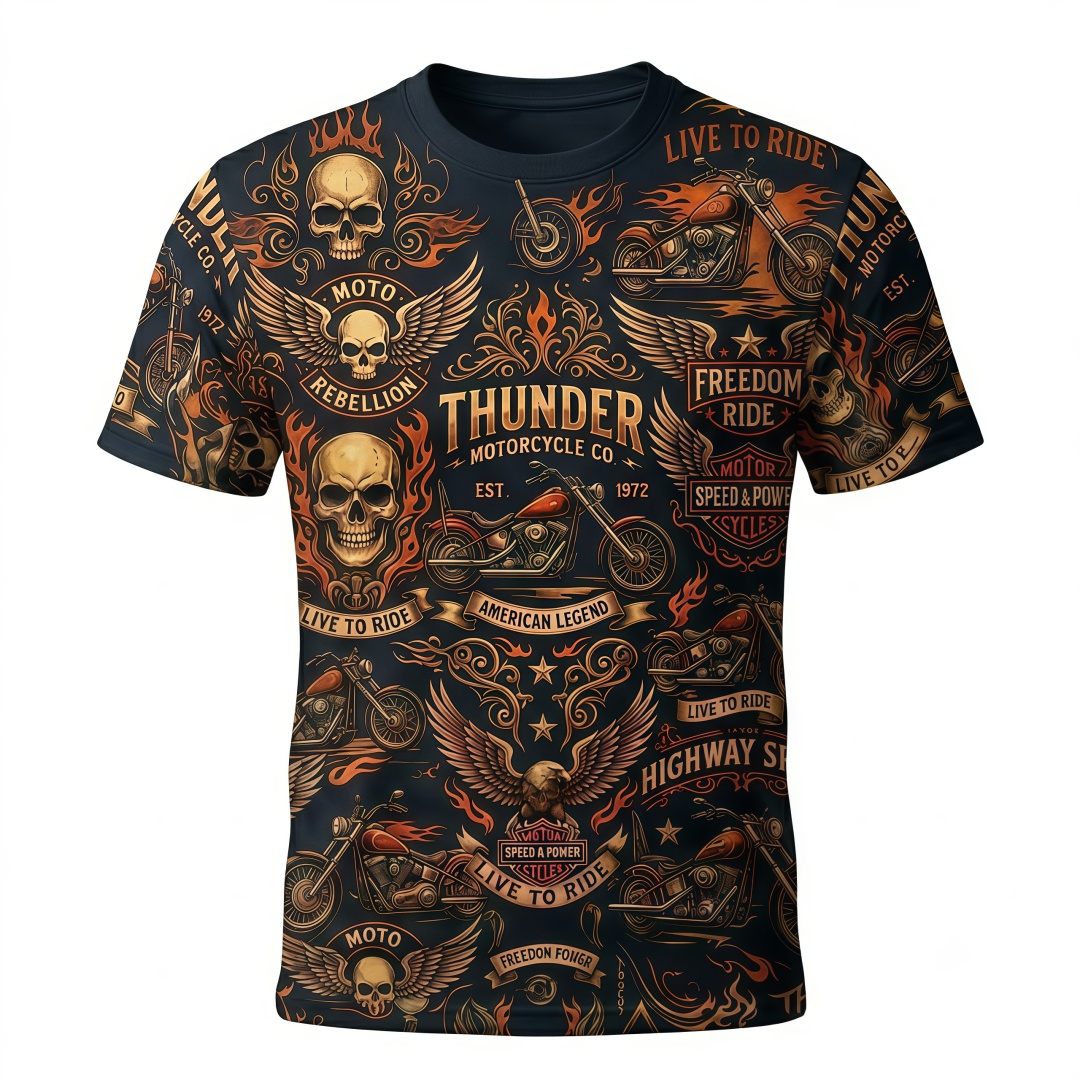 🏍️ Vintage Motorcycle Freedom Ride All-Over Print T-Shirt