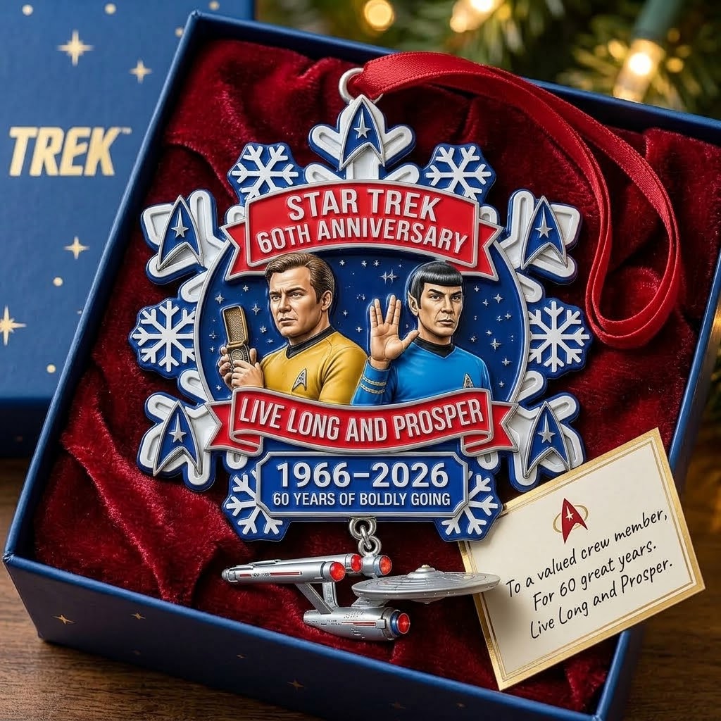 Star Trek 60th Anniversary Kirk & Spock Christmas Snowflake Ornament