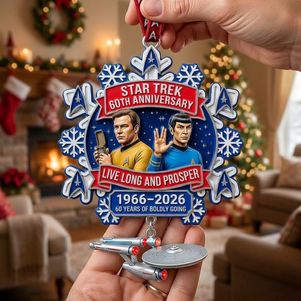 Star Trek 60th Anniversary Kirk & Spock Christmas Snowflake Ornament