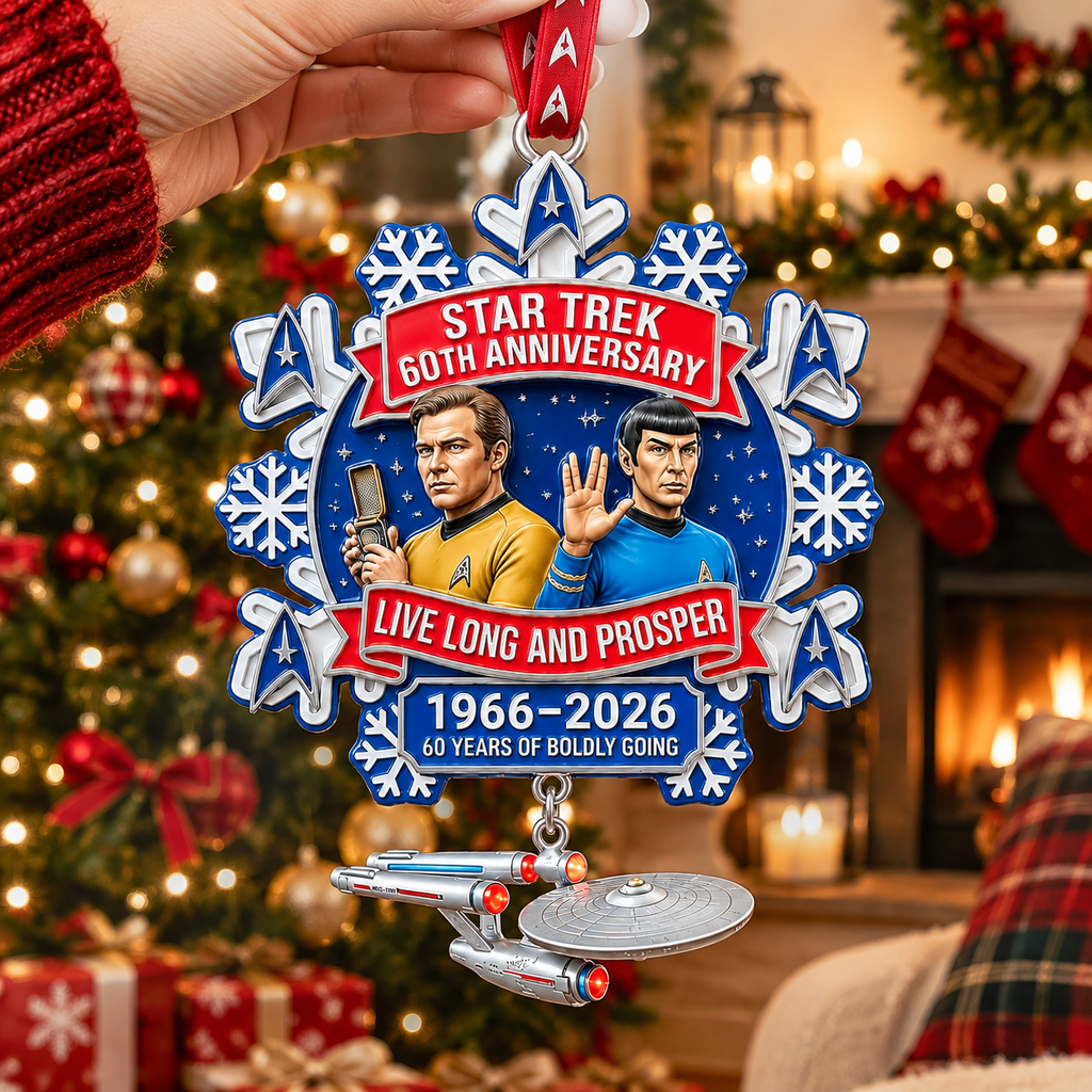 Star Trek 60th Anniversary Kirk & Spock Christmas Snowflake Ornament