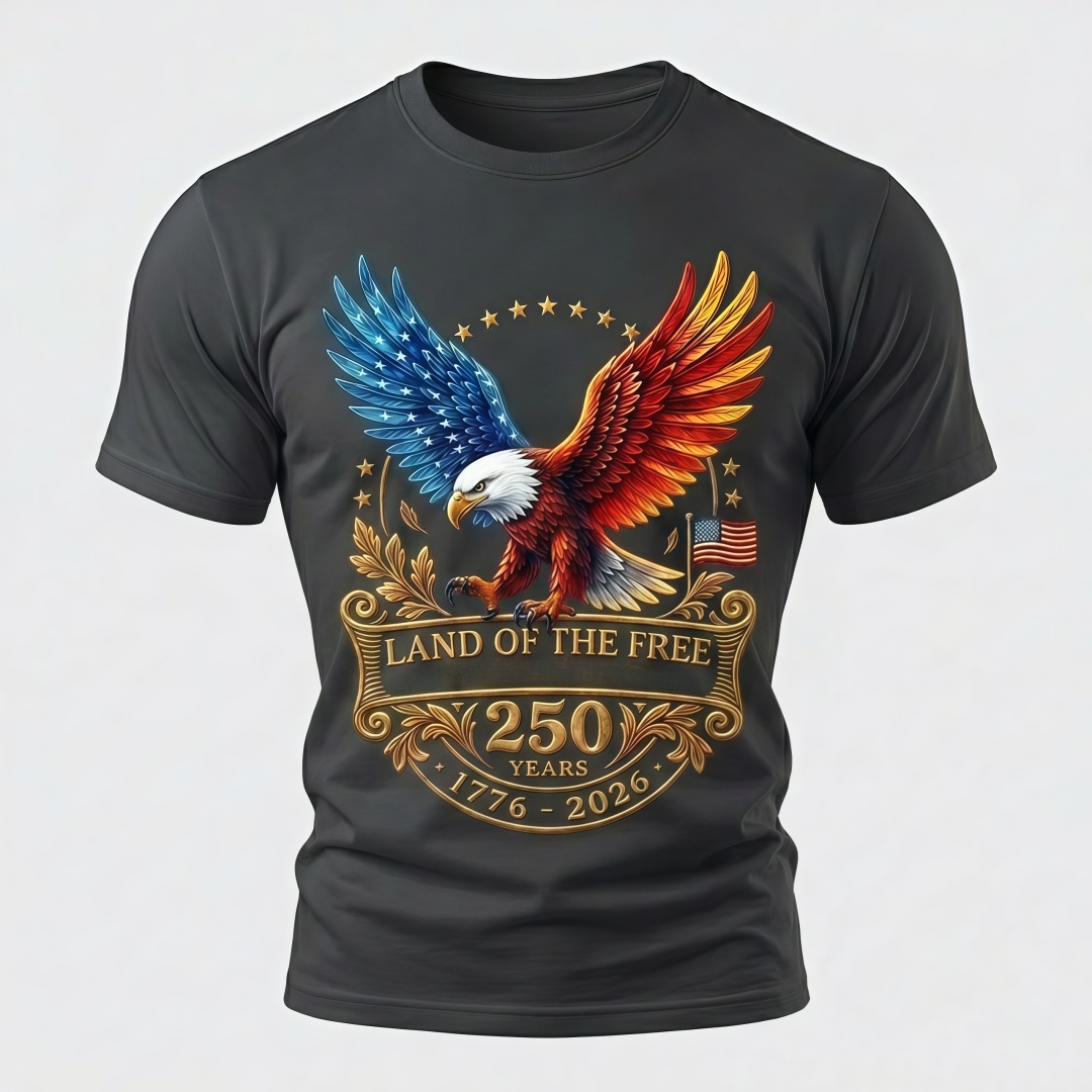 America 250th Anniversary Land of the Free Eagle T-Shirt – 1776–2026