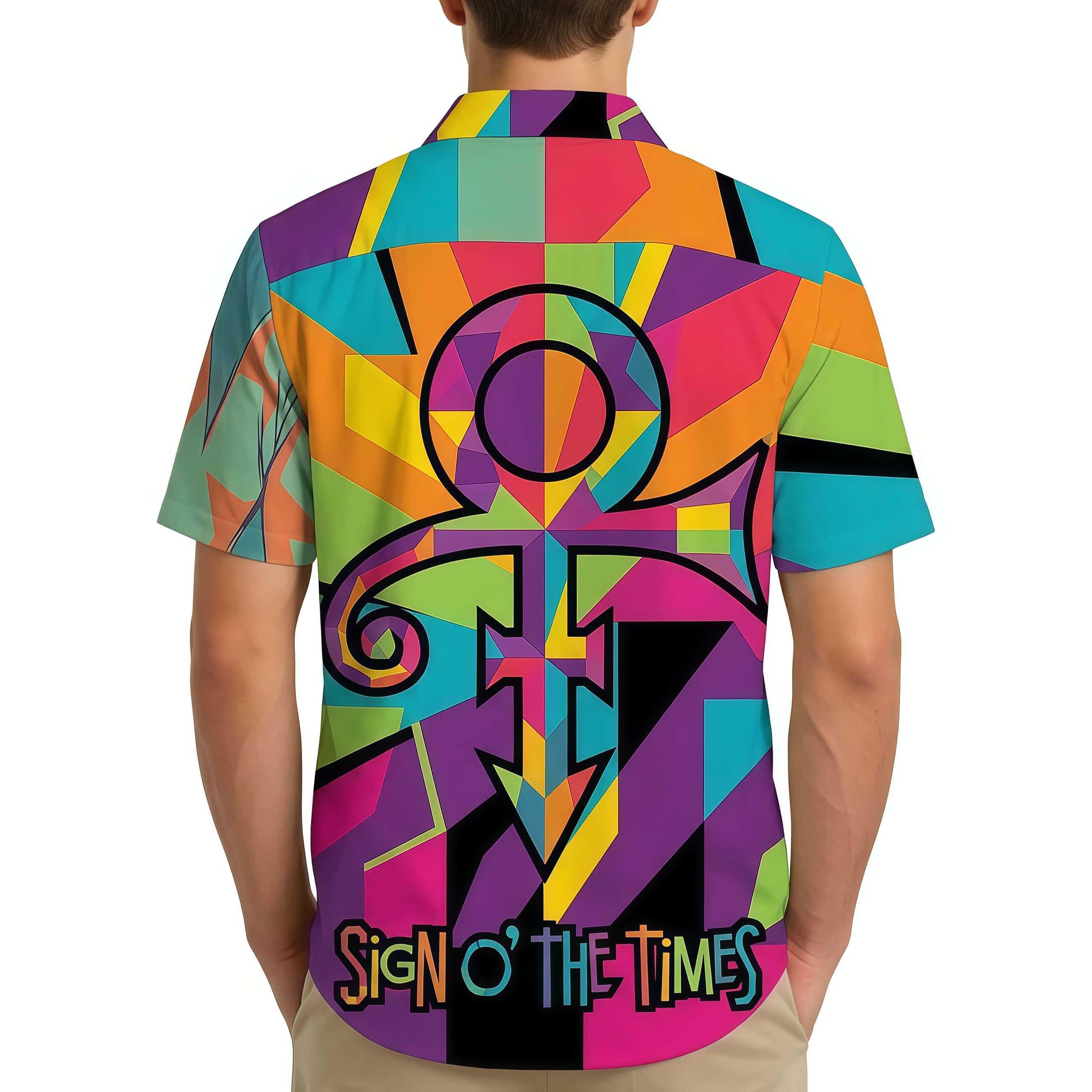 Men’s Graphic Button-Down Shirt – Retro Rock & Roll Legend Aesthetic