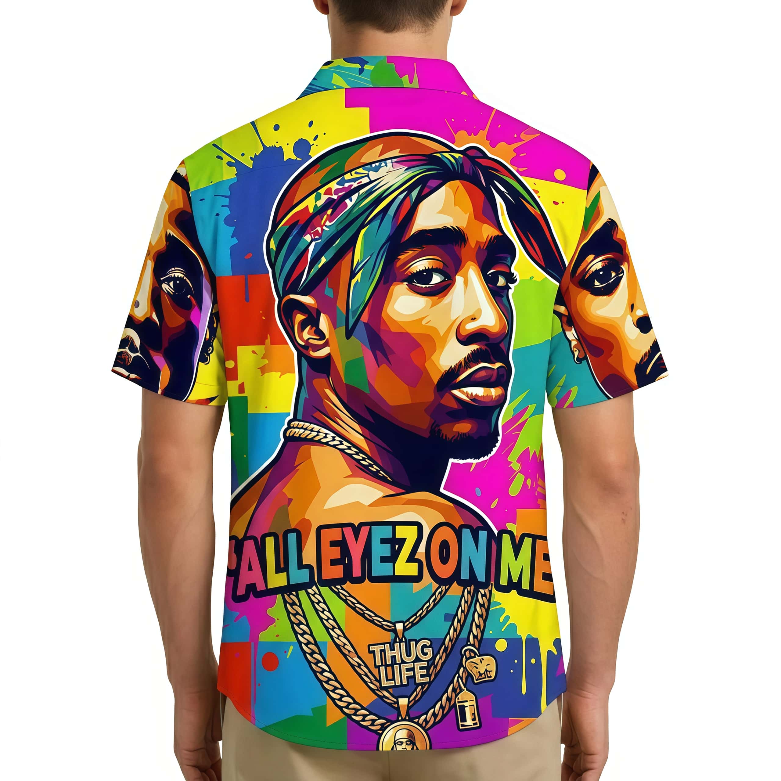 Men’s Graphic Button-Down Shirt – Urban Hip Hop Aesthetic