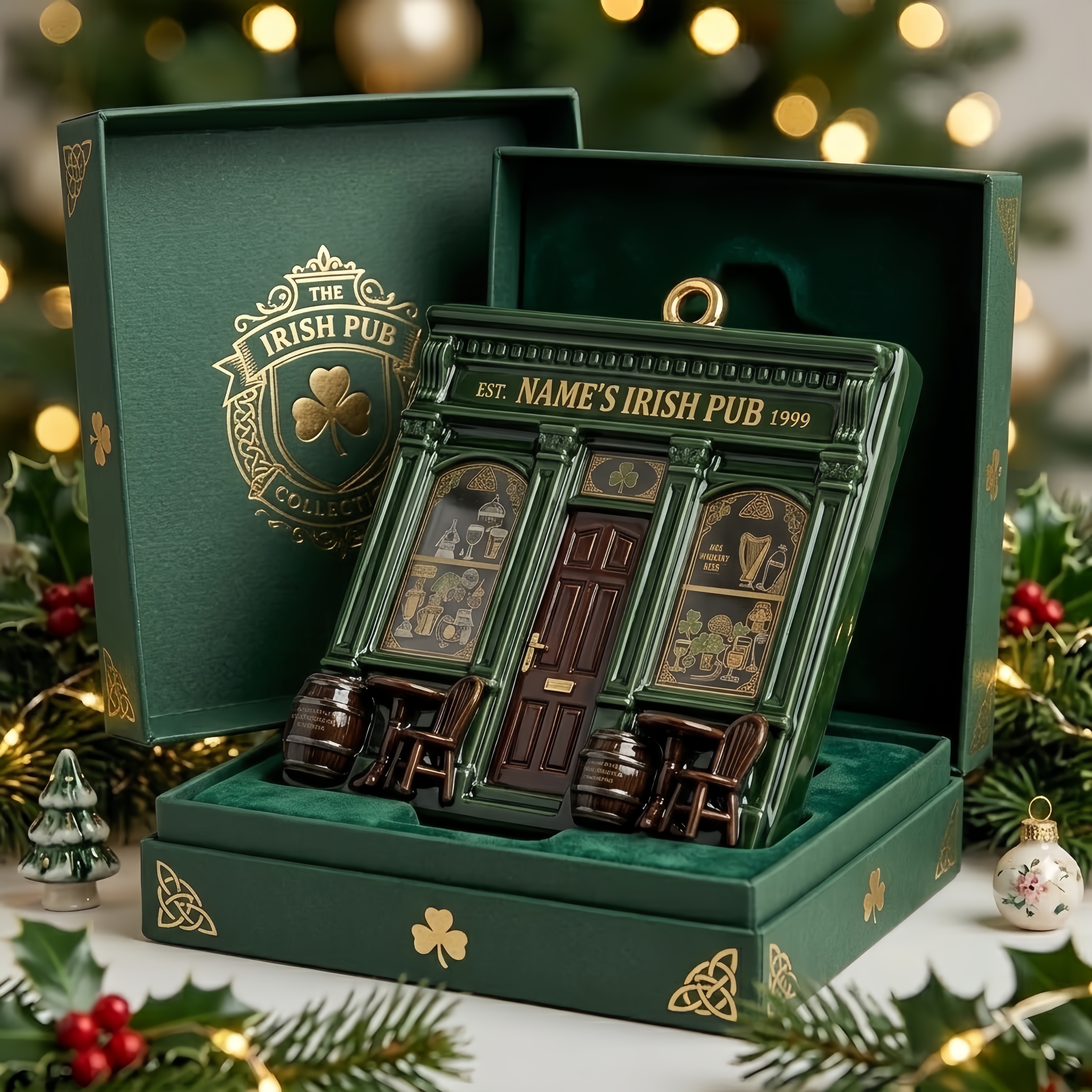 Personalized 3D Irish Pub Christmas Ornament