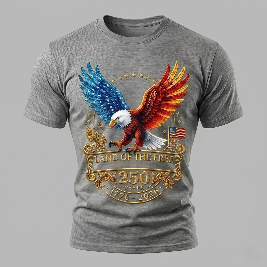 America 250th Anniversary Land of the Free Eagle T-Shirt – 1776–2026