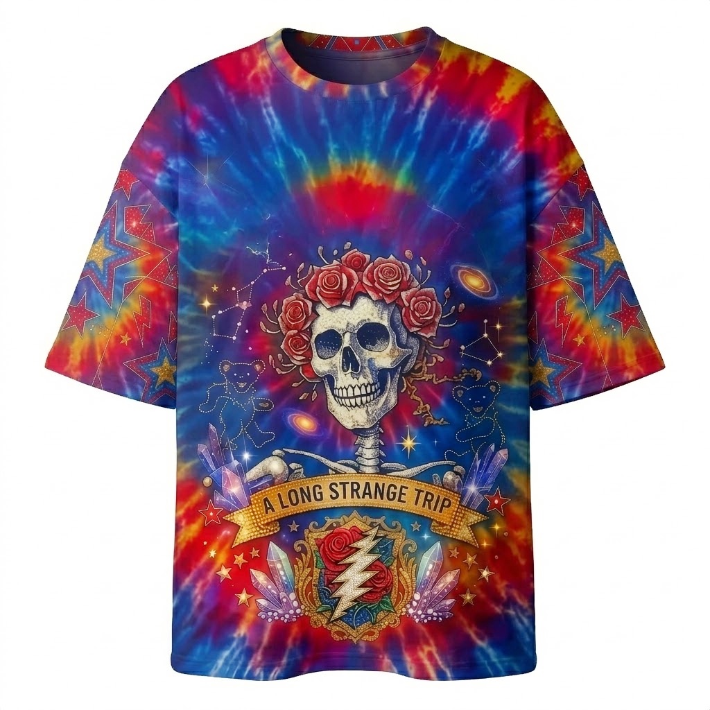 Psychedelic "A Long Strange Trip" Oversized T-Shirt