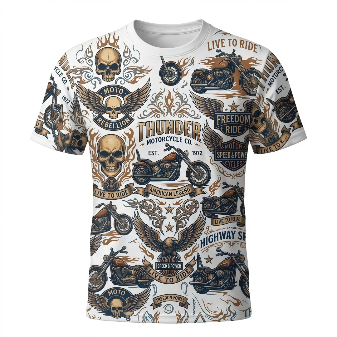 🏍️ Vintage Motorcycle Freedom Ride All-Over Print T-Shirt