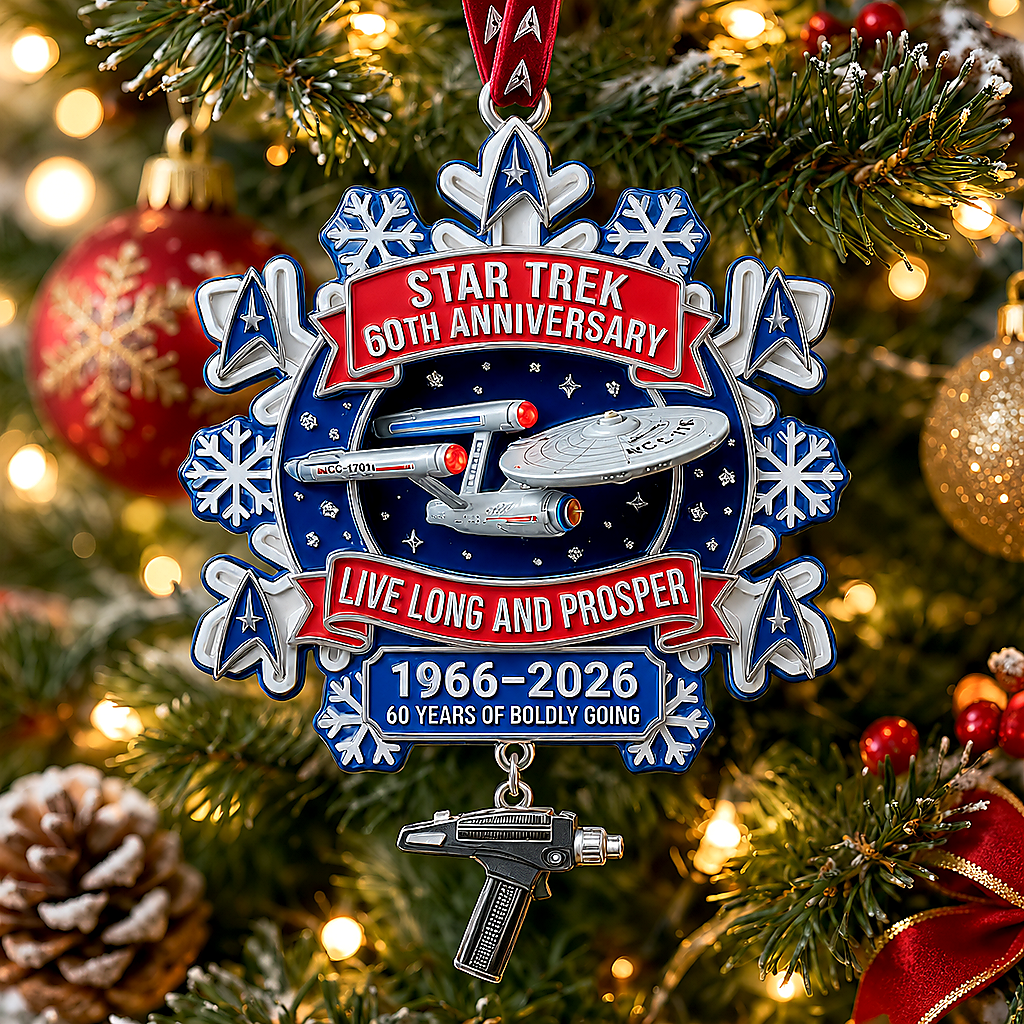 Star Trek 60th Anniversary Kirk & Spock Christmas Snowflake Ornament