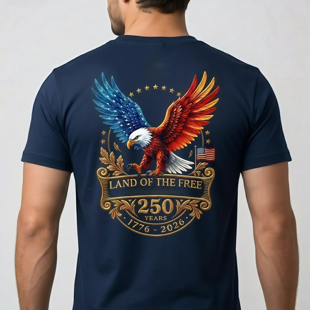 America 250th Anniversary Land of the Free Eagle T-Shirt – 1776–2026