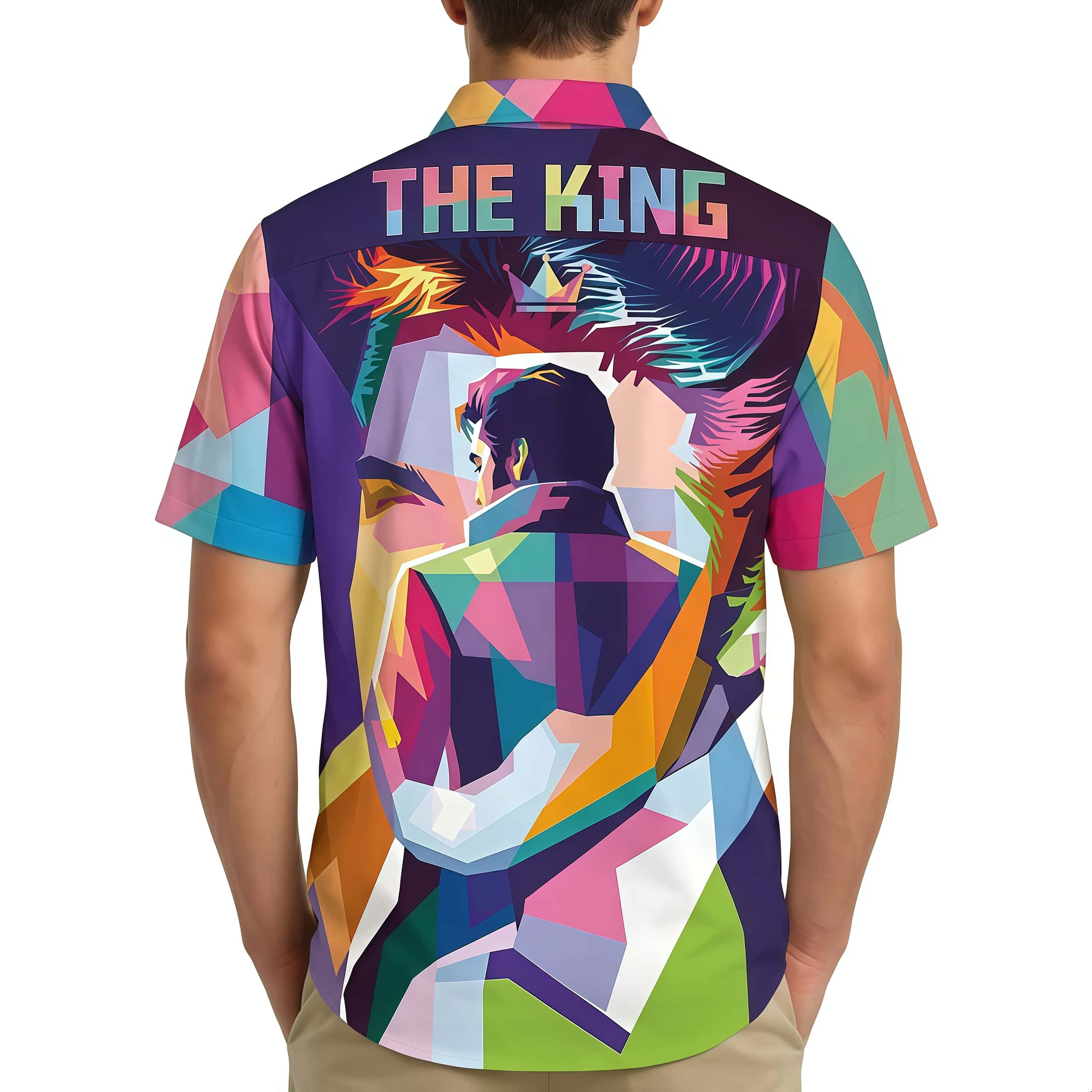 Men’s Graphic Button-Down Shirt – Retro Rock & Roll Legend Aesthetic