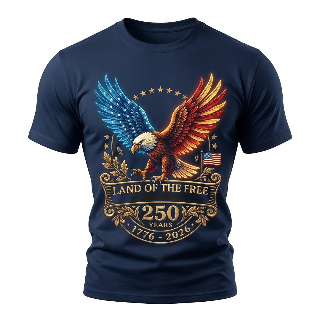 America 250th Anniversary Land of the Free Eagle T-Shirt – 1776–2026