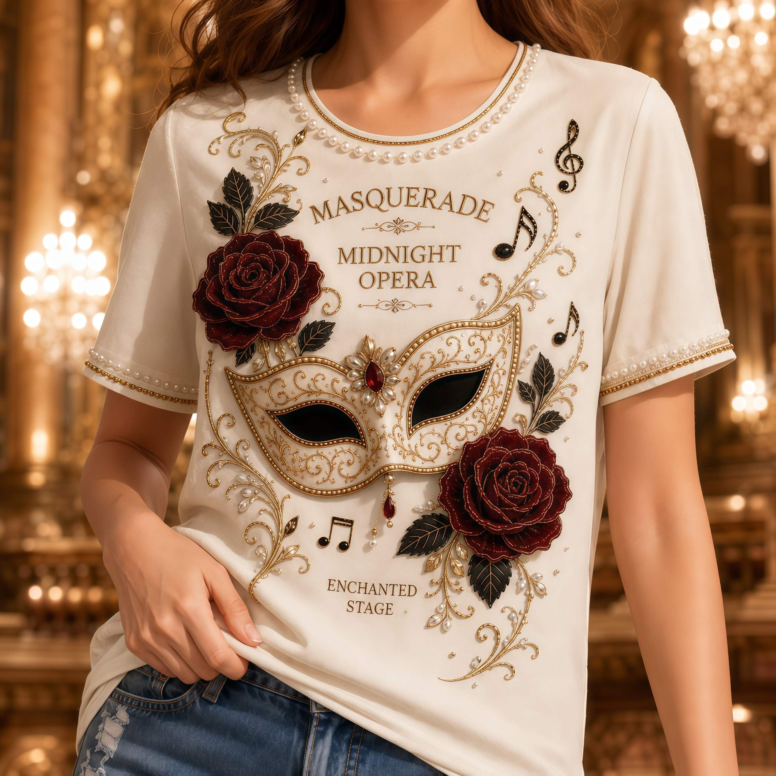 Masquerade Midnight Opera Women's Short-Sleeve