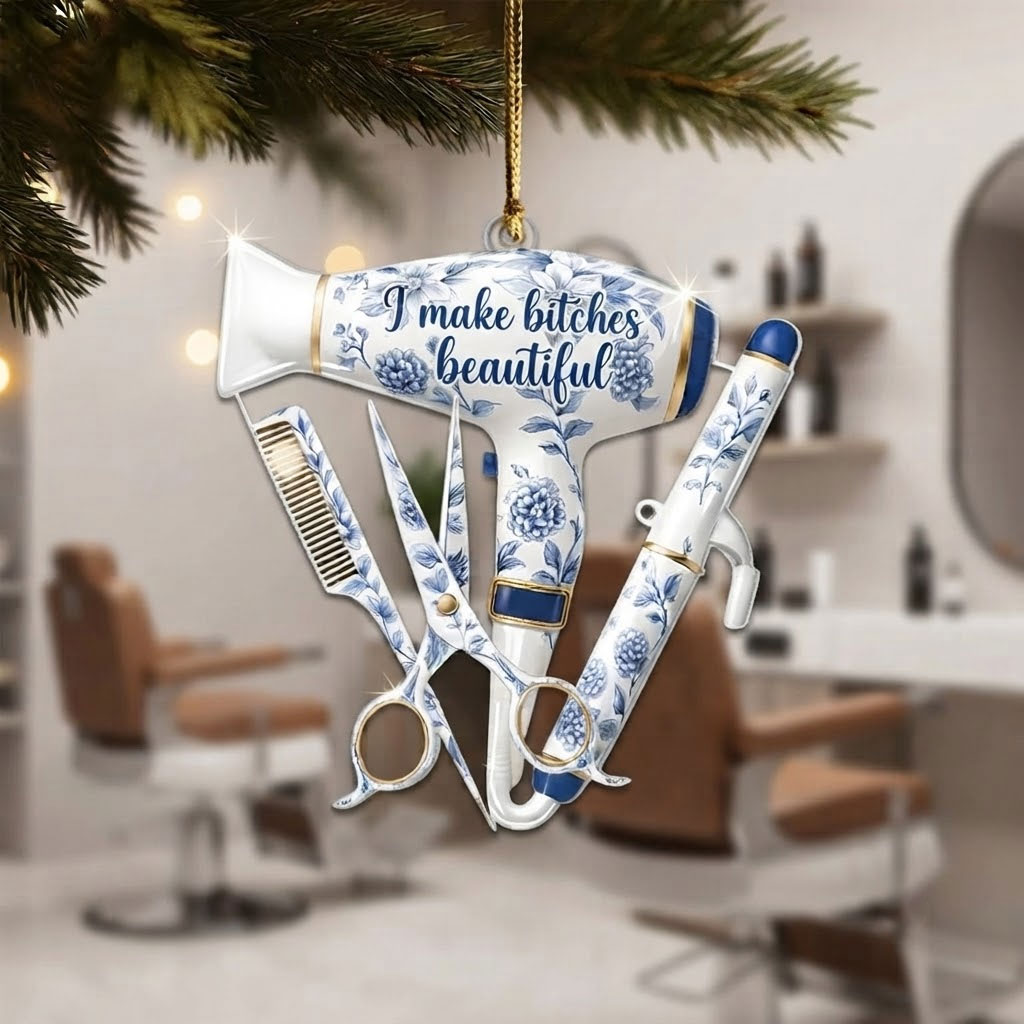 Funny Hair Stylist Christmas Ornament
