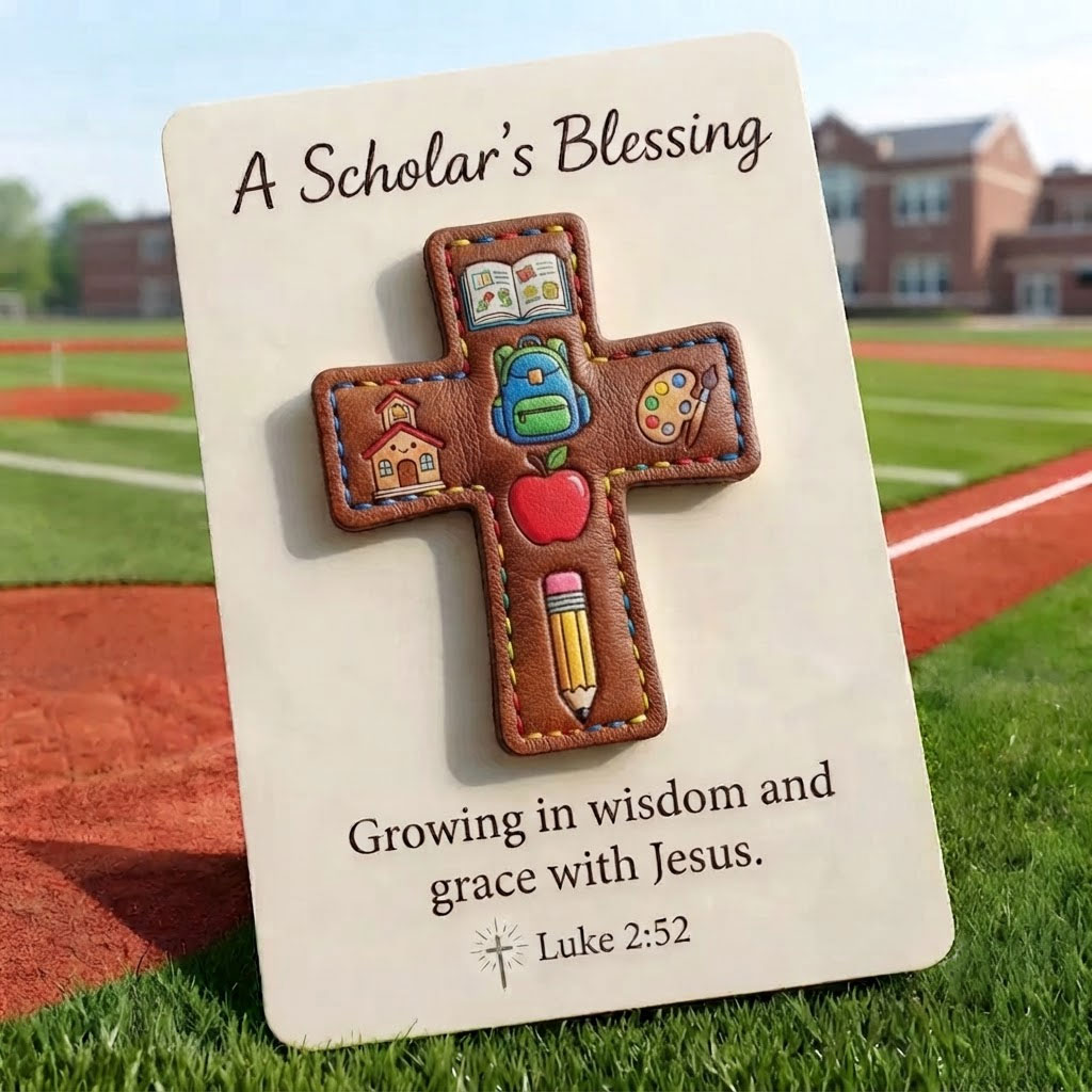 A Scholar's Blessing: Leather Cross Pendant Back-to-School Gift