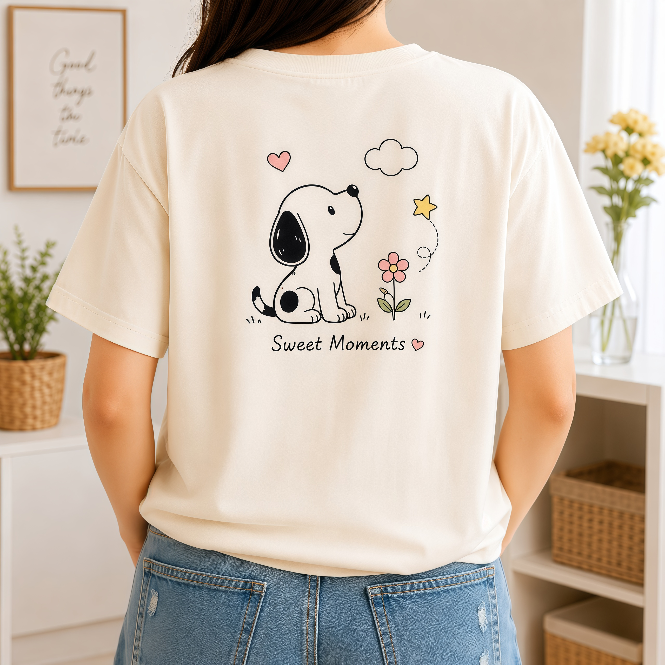 Lucky Day Puppy Illustration Women's Short-Sleeve T-Shirt