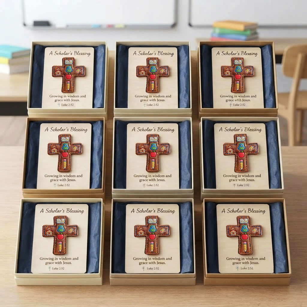A Scholar's Blessing: Leather Cross Pendant Back-to-School Gift