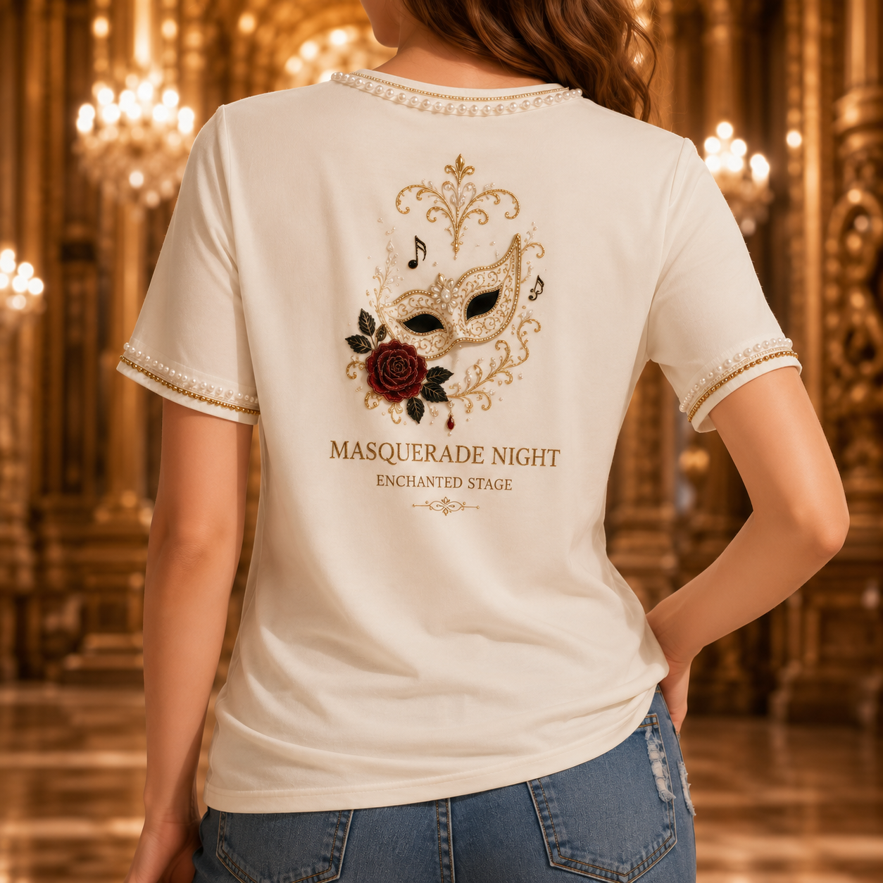 Masquerade Midnight Opera Women's Short-Sleeve