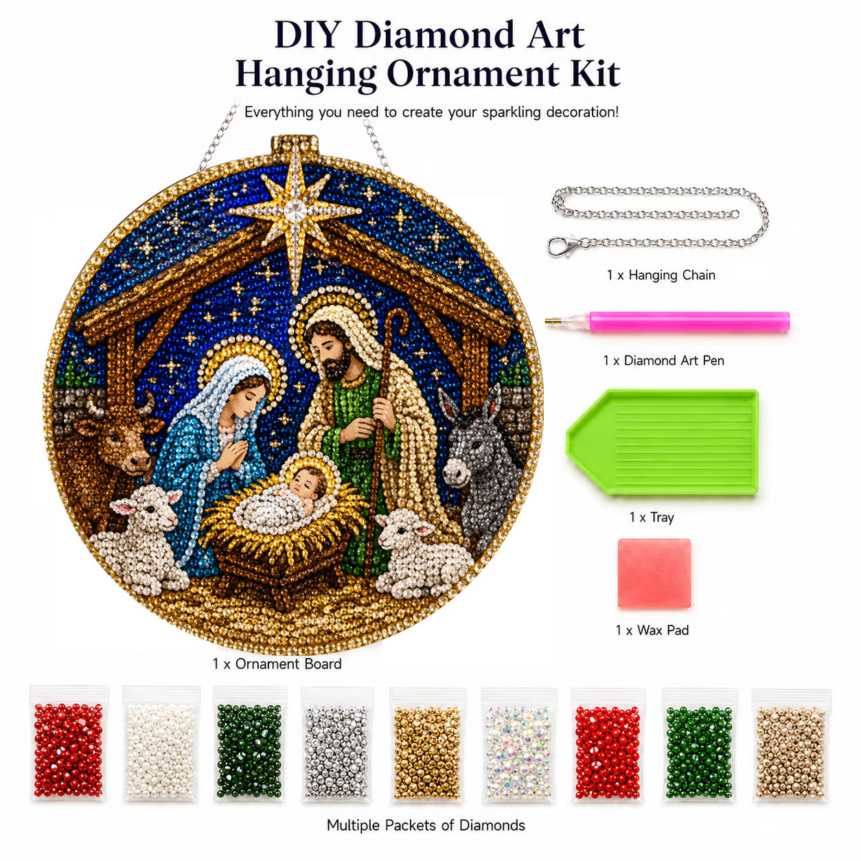 DIY Nativity Diamond Art Ornament