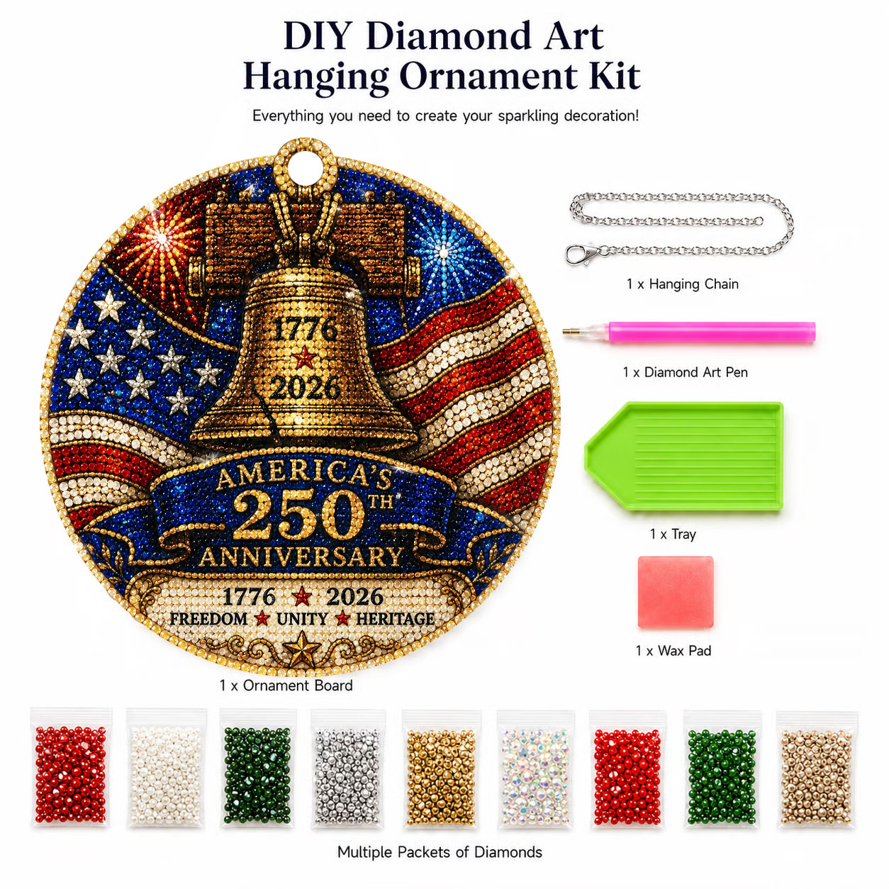 Exclusive Commemorative 250th Anniversary Diamond Art Ornament Kit Christmas Ornament