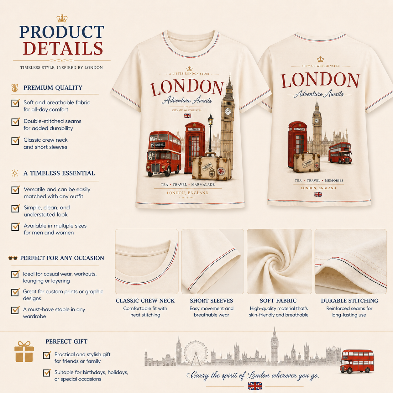 London Adventure Awaits British Style Women's Short-Sleeve T-Shirt