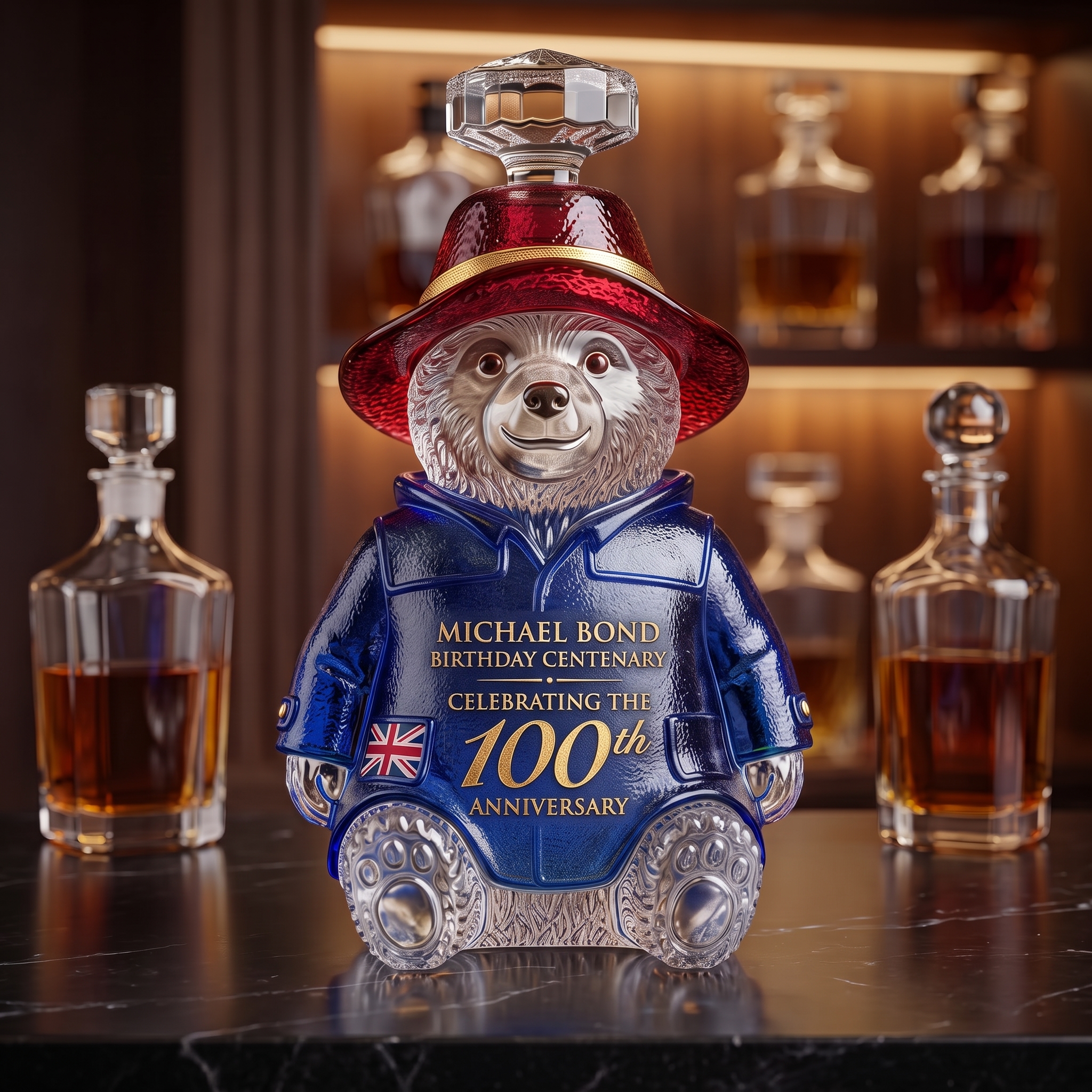 Michael Centenary Paddington Bear Crystal Whiskey Decanter