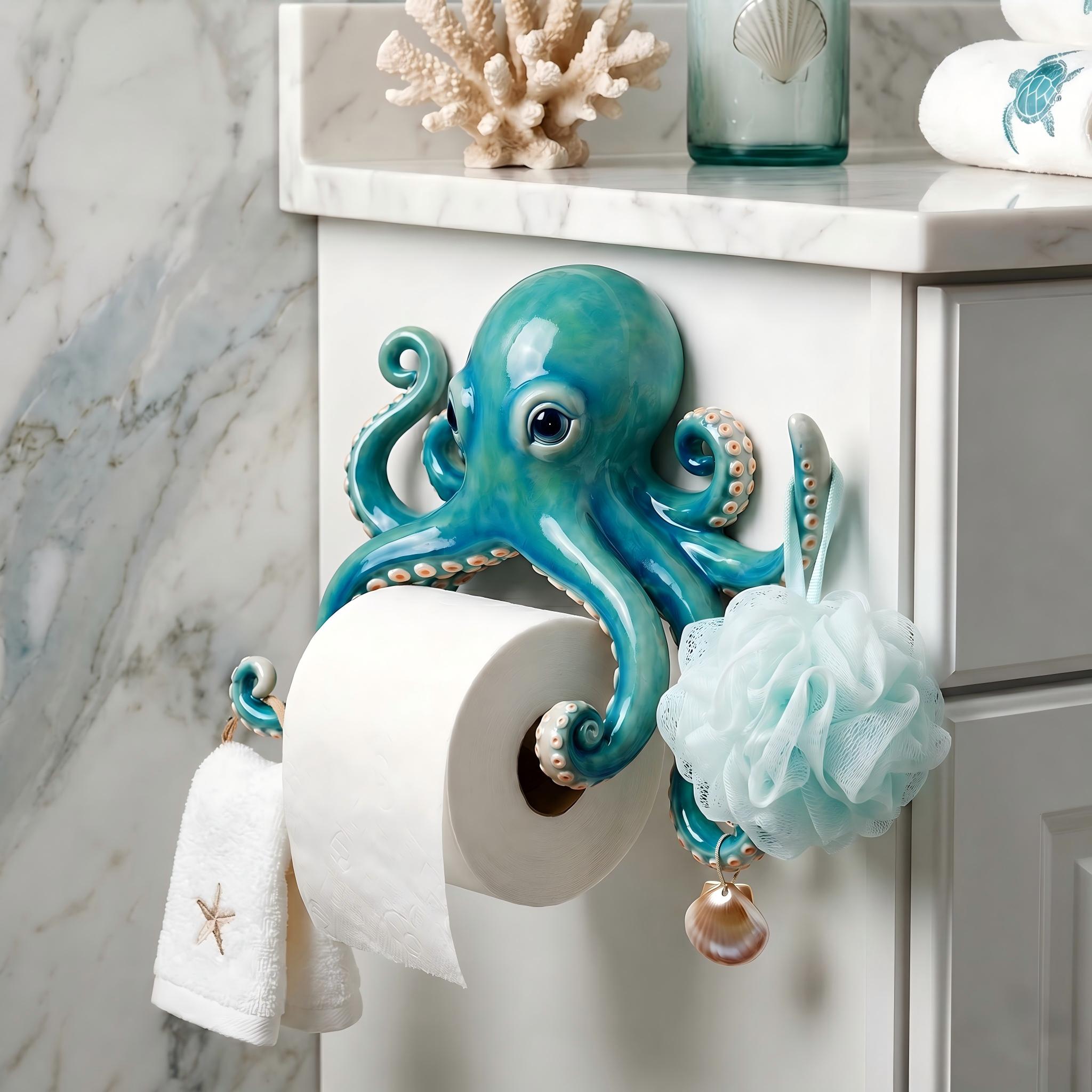 Azure Octopus Toilet Paper Holder