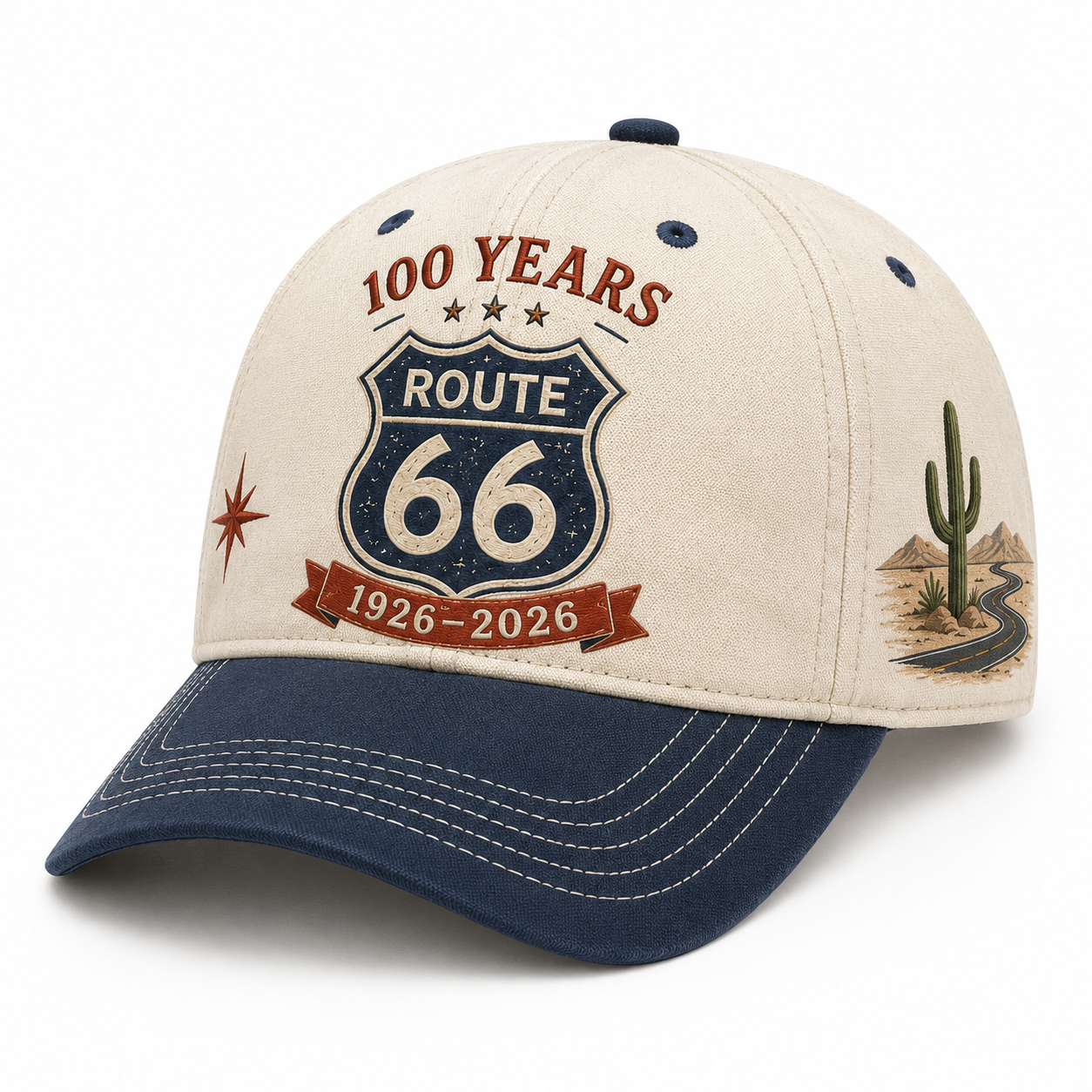Route 66 100th Anniversary Edition (1926-2026) Retro two-tone baseball cap