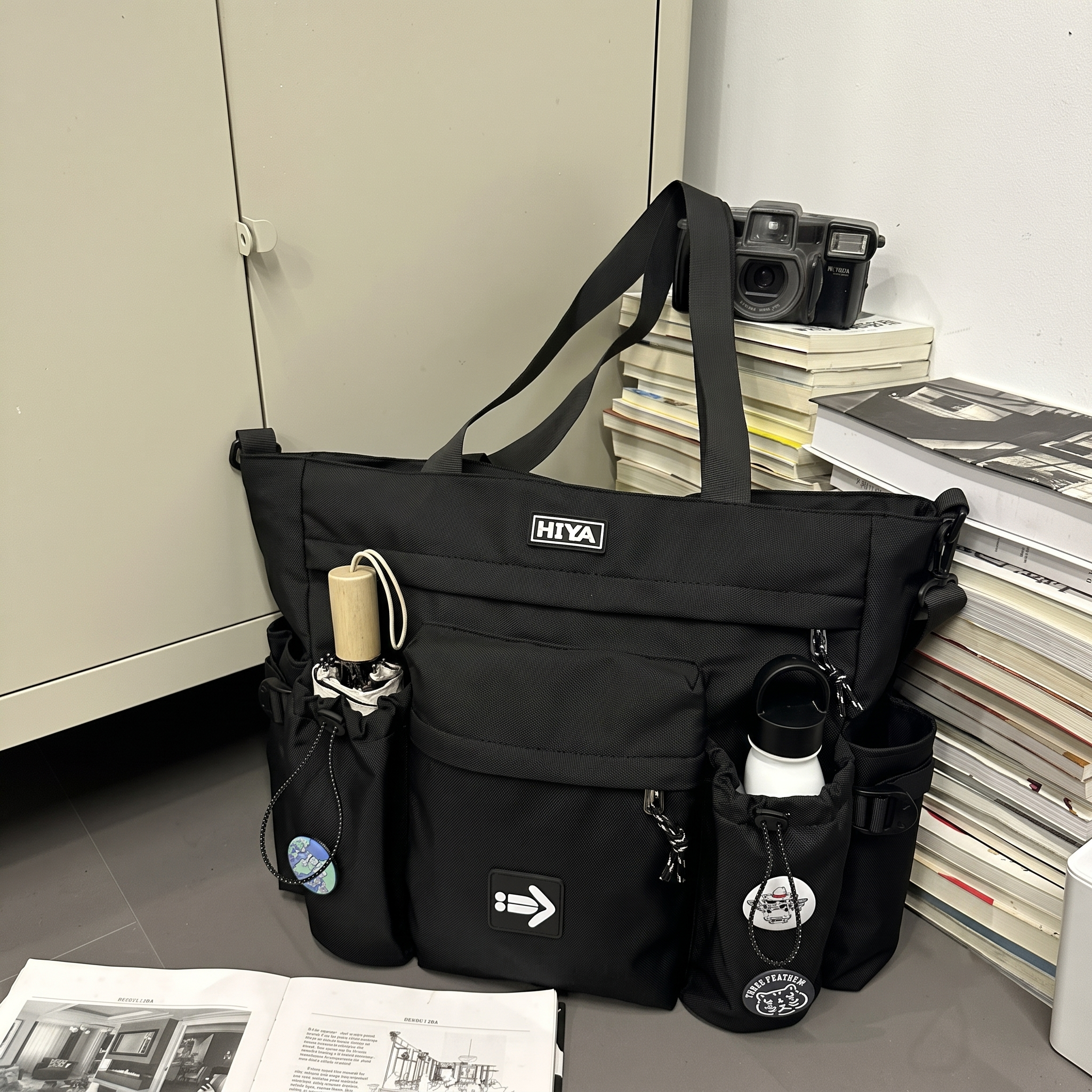Minimalist, lightweight, versatile, and spacious crossbody bag.